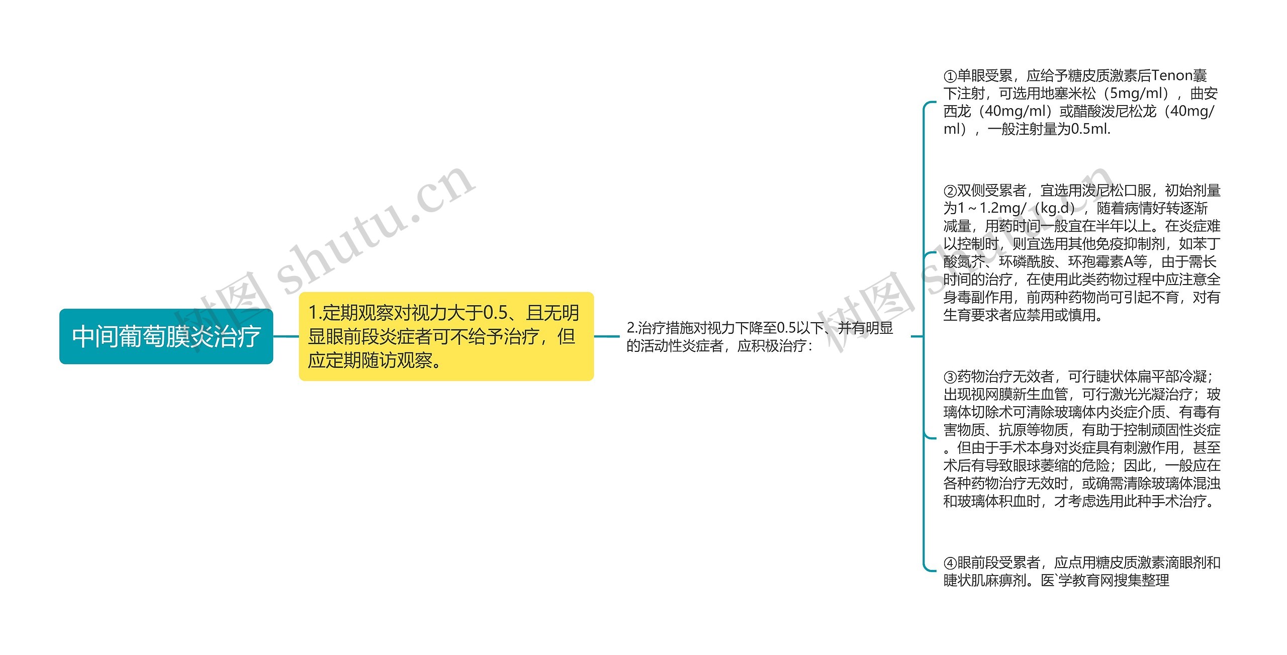 中间葡萄膜炎治疗思维导图