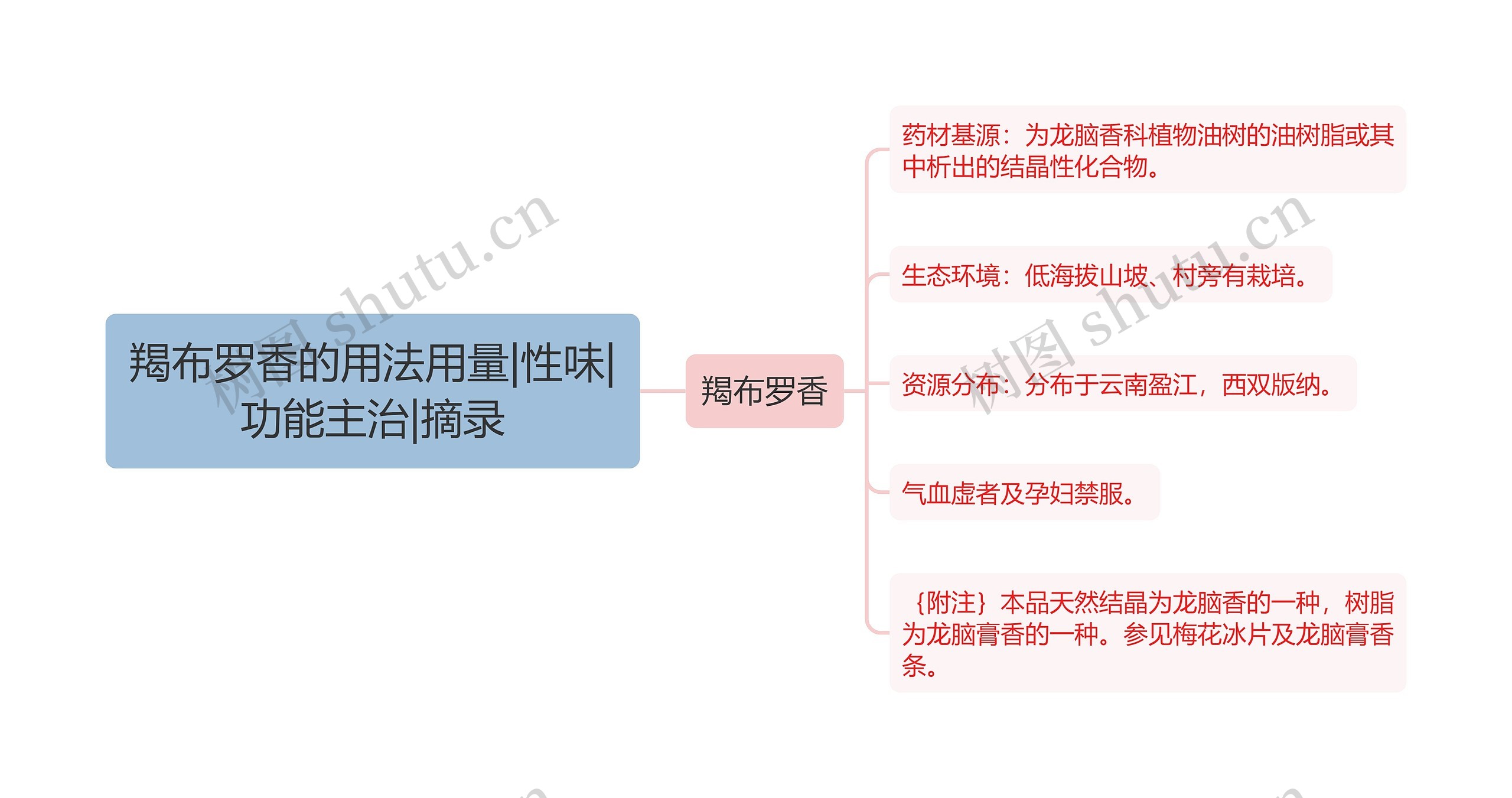 羯布罗香的用法用量|性味|功能主治|摘录思维导图