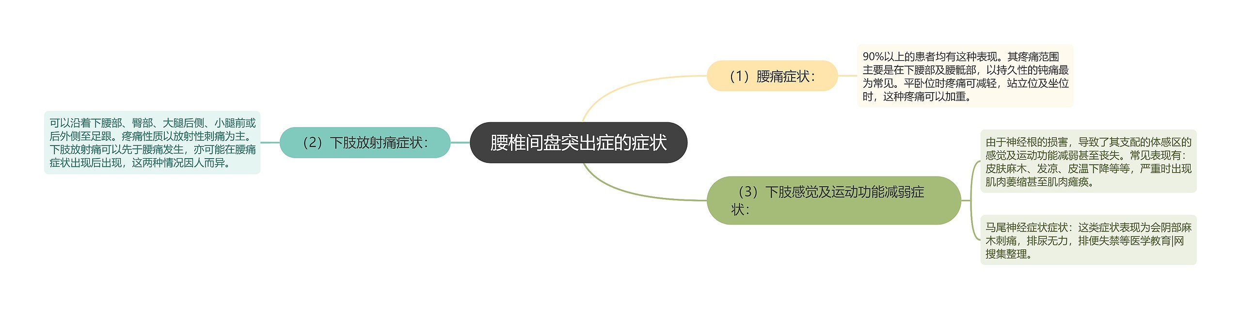 腰椎间盘突出症的症状思维导图