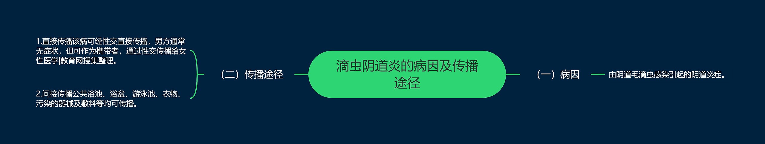 滴虫阴道炎的病因及传播途径思维导图