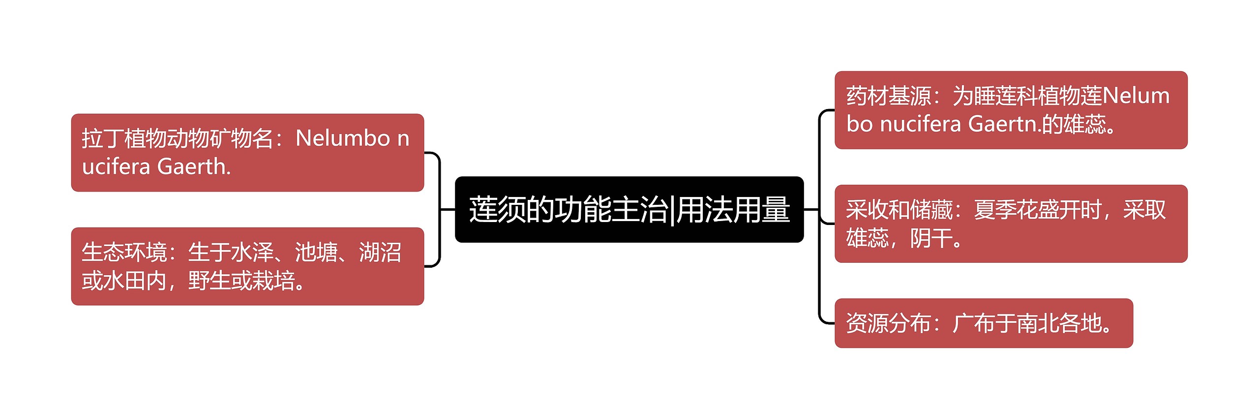 莲须的功能主治|用法用量思维导图