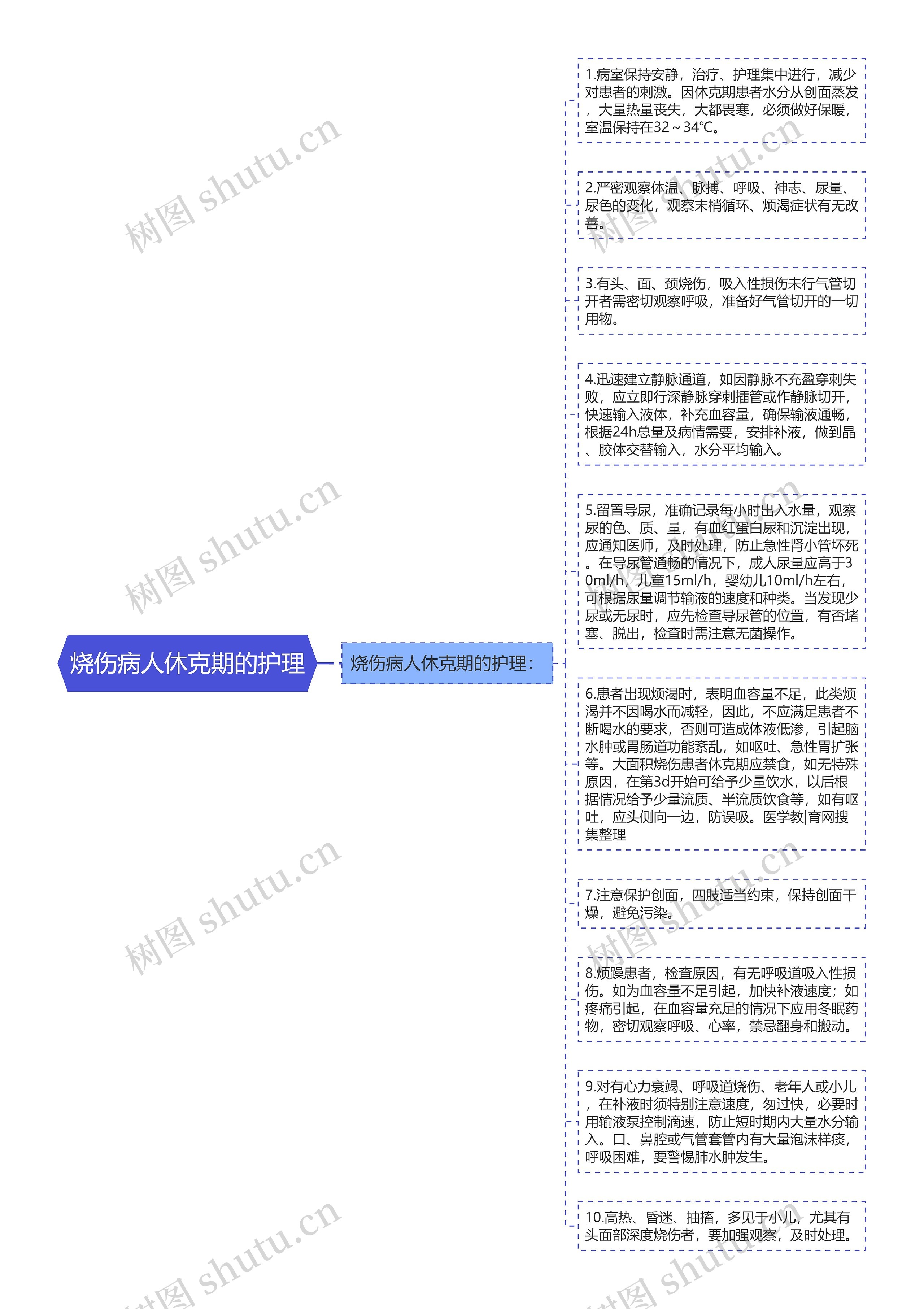 烧伤病人休克期的护理思维导图