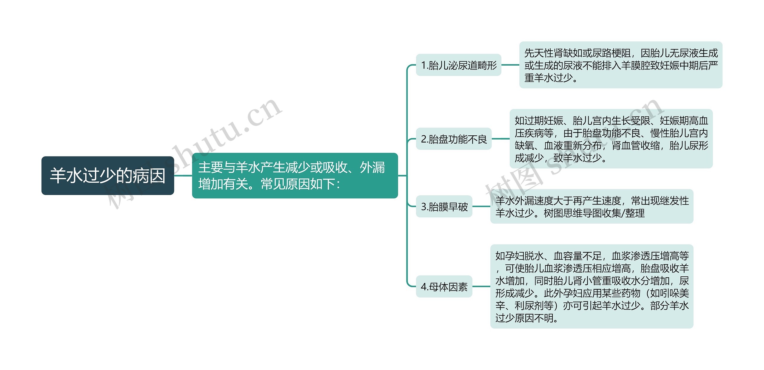 羊水过少的病因思维导图