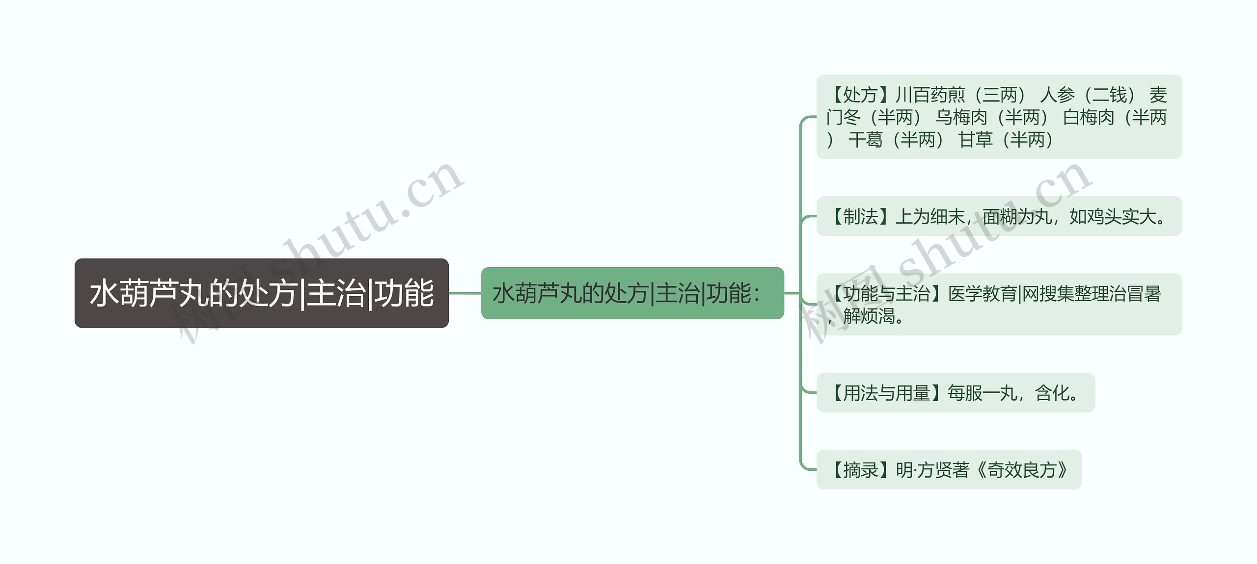 水葫芦丸的处方|主治|功能思维导图