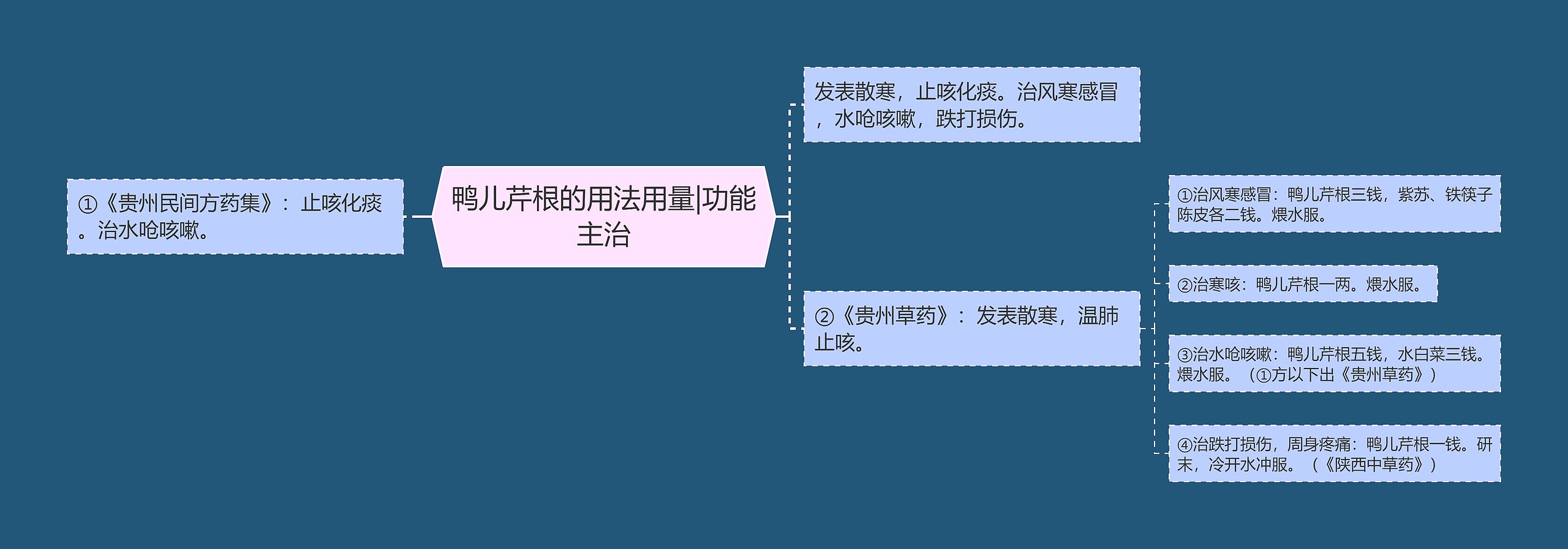 鸭儿芹根的用法用量|功能主治思维导图