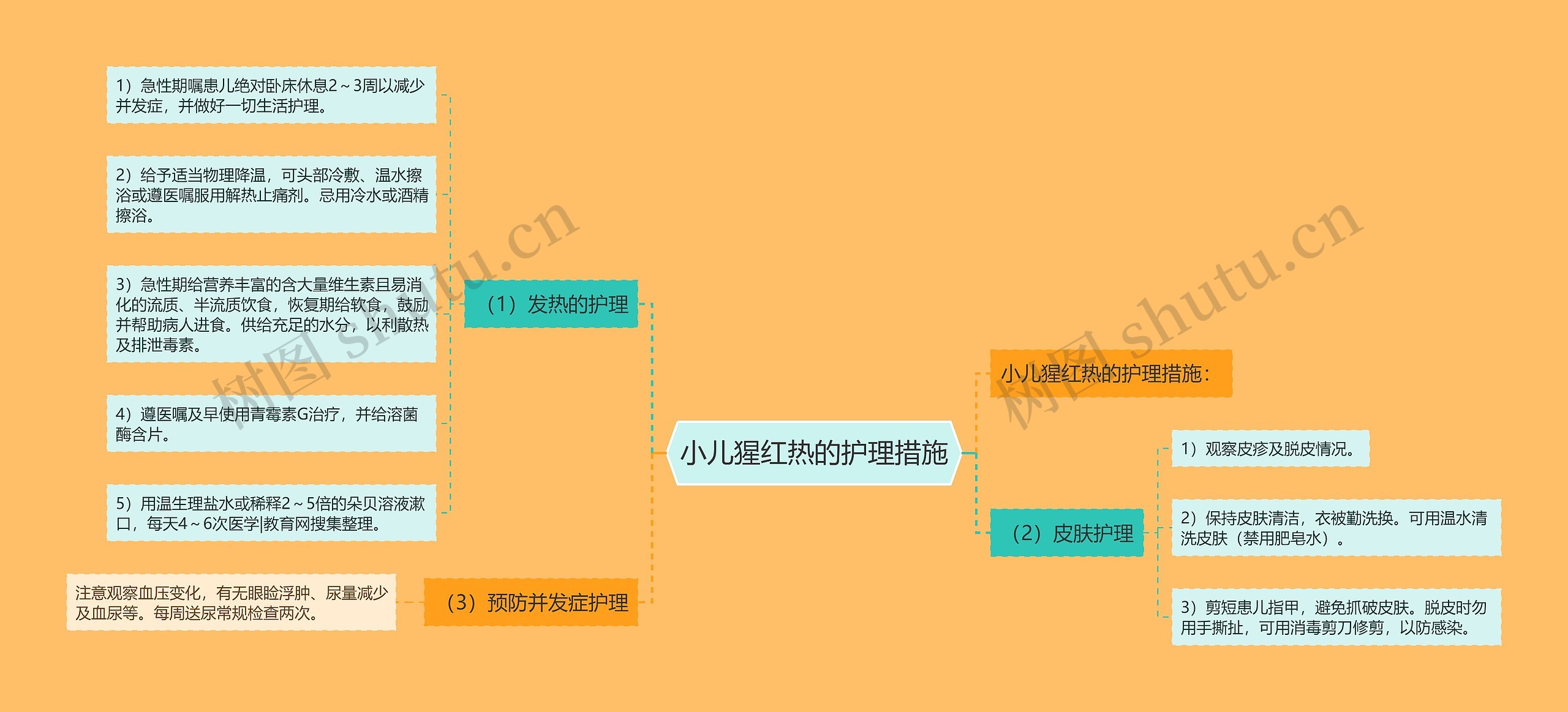 小儿猩红热的护理措施思维导图