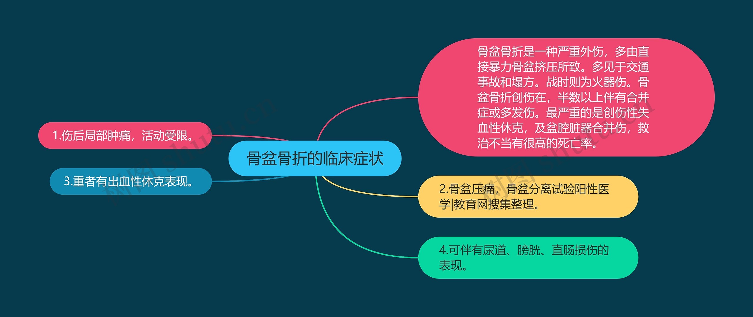 骨盆骨折的临床症状思维导图