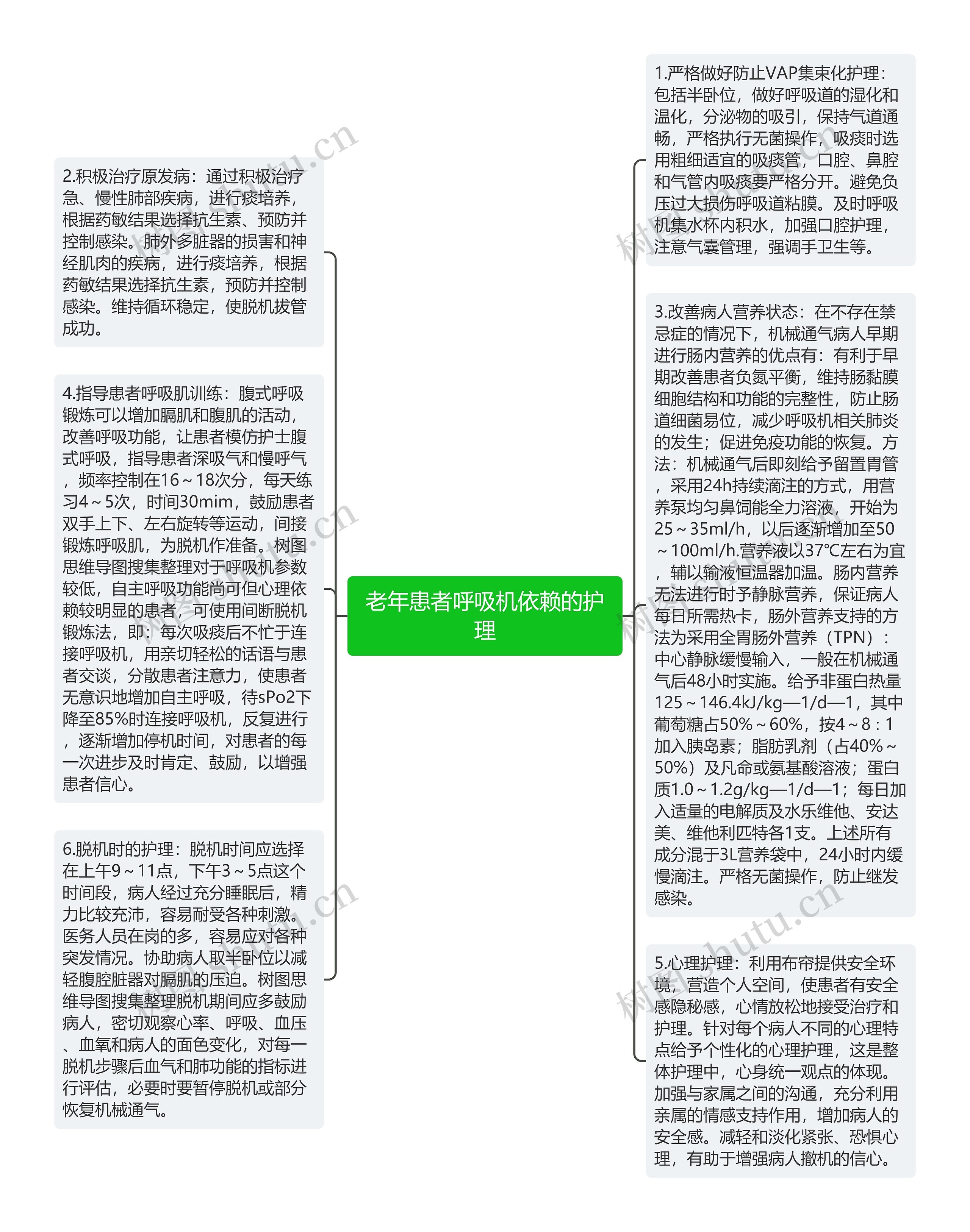 老年患者呼吸机依赖的护理思维导图