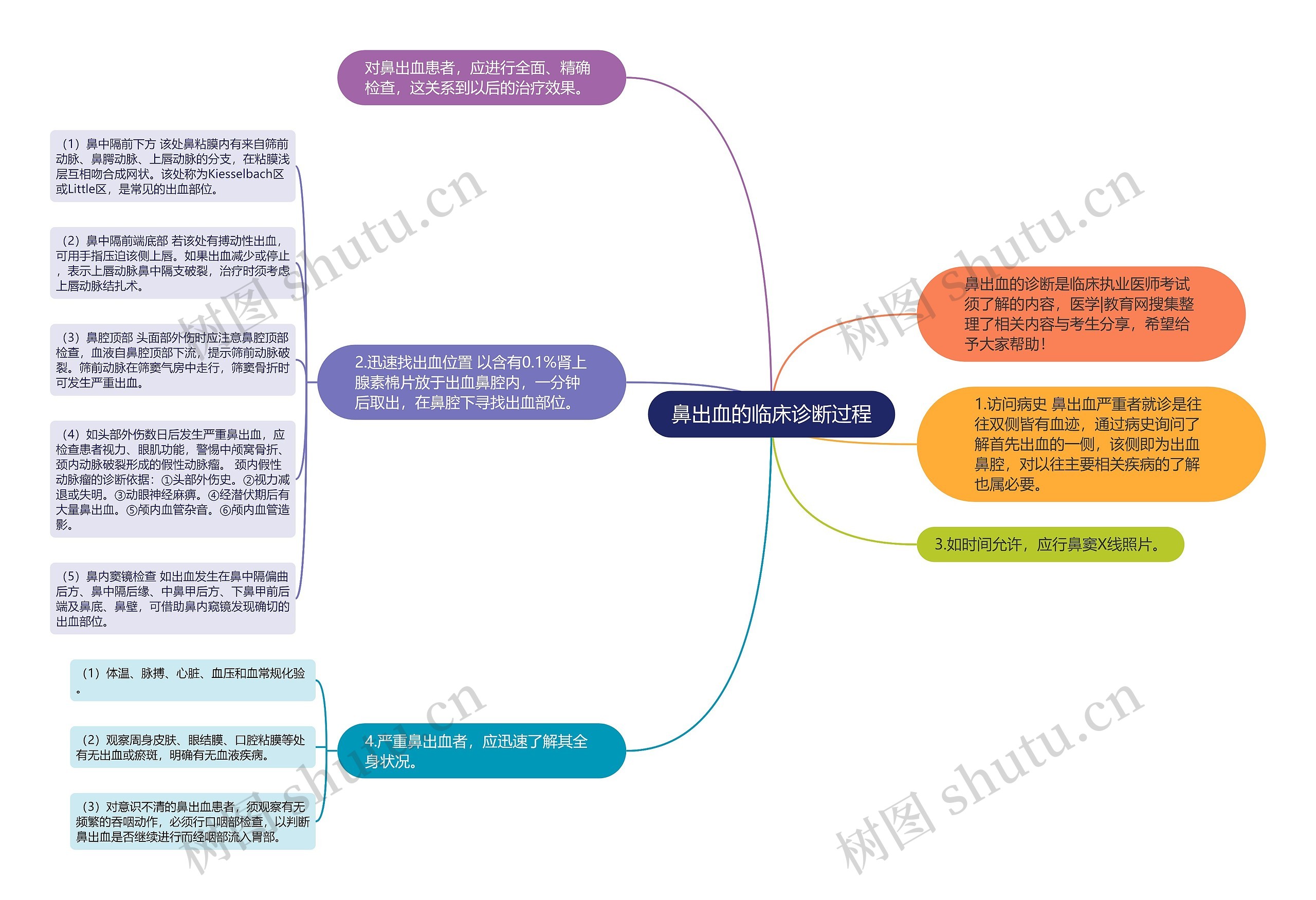 鼻出血的临床诊断过程思维导图