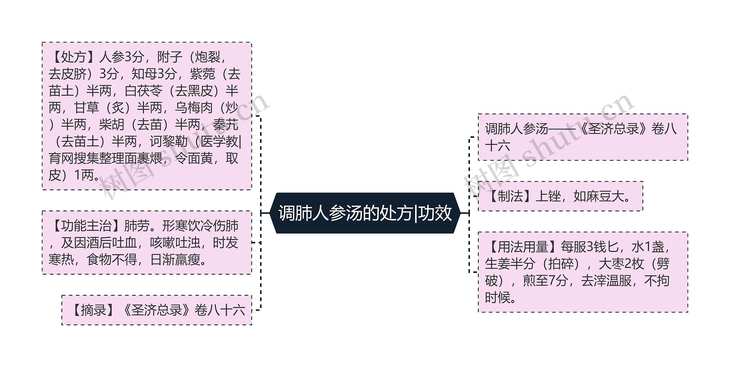 调肺人参汤的处方|功效思维导图