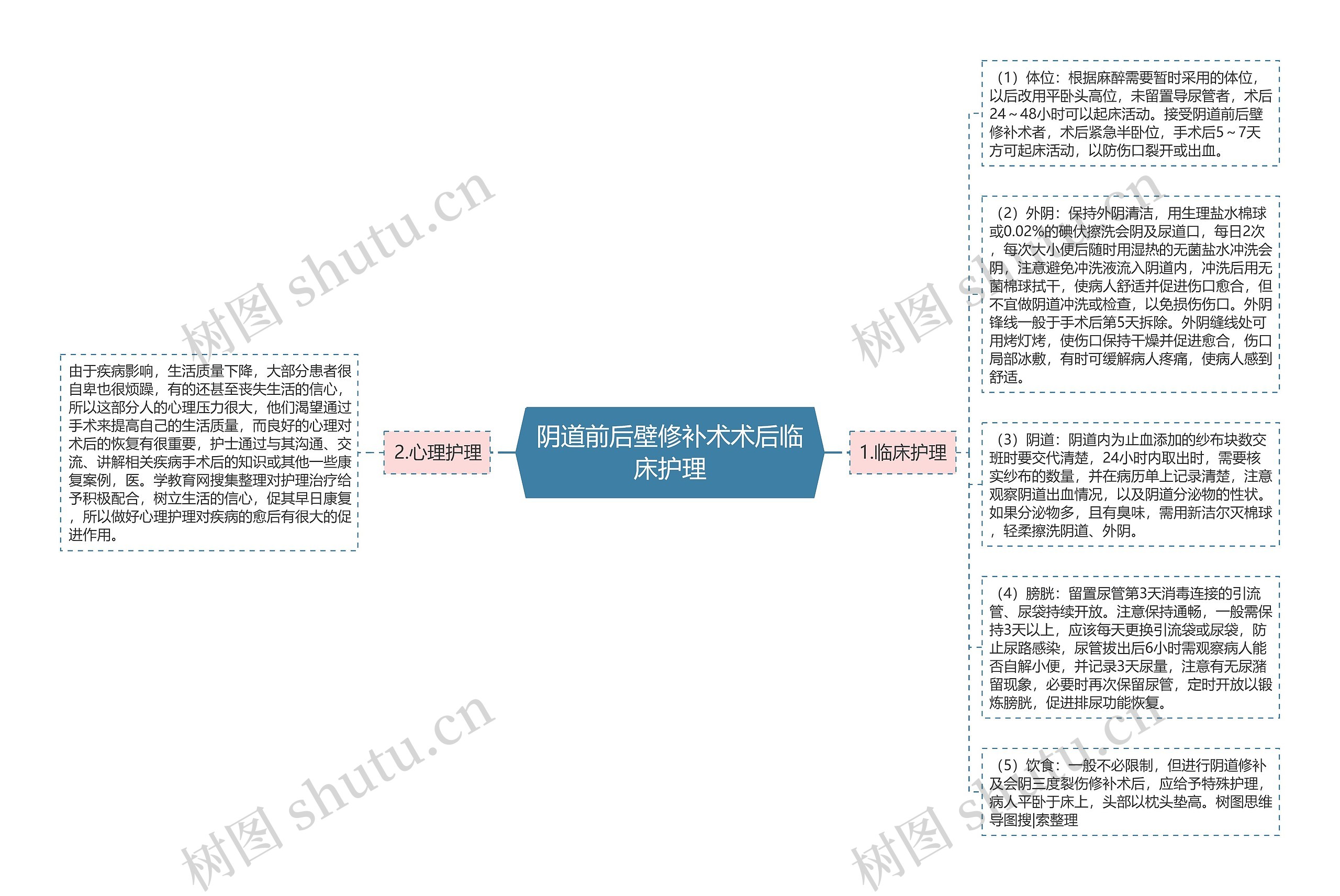 阴道前后壁修补术术后临床护理思维导图