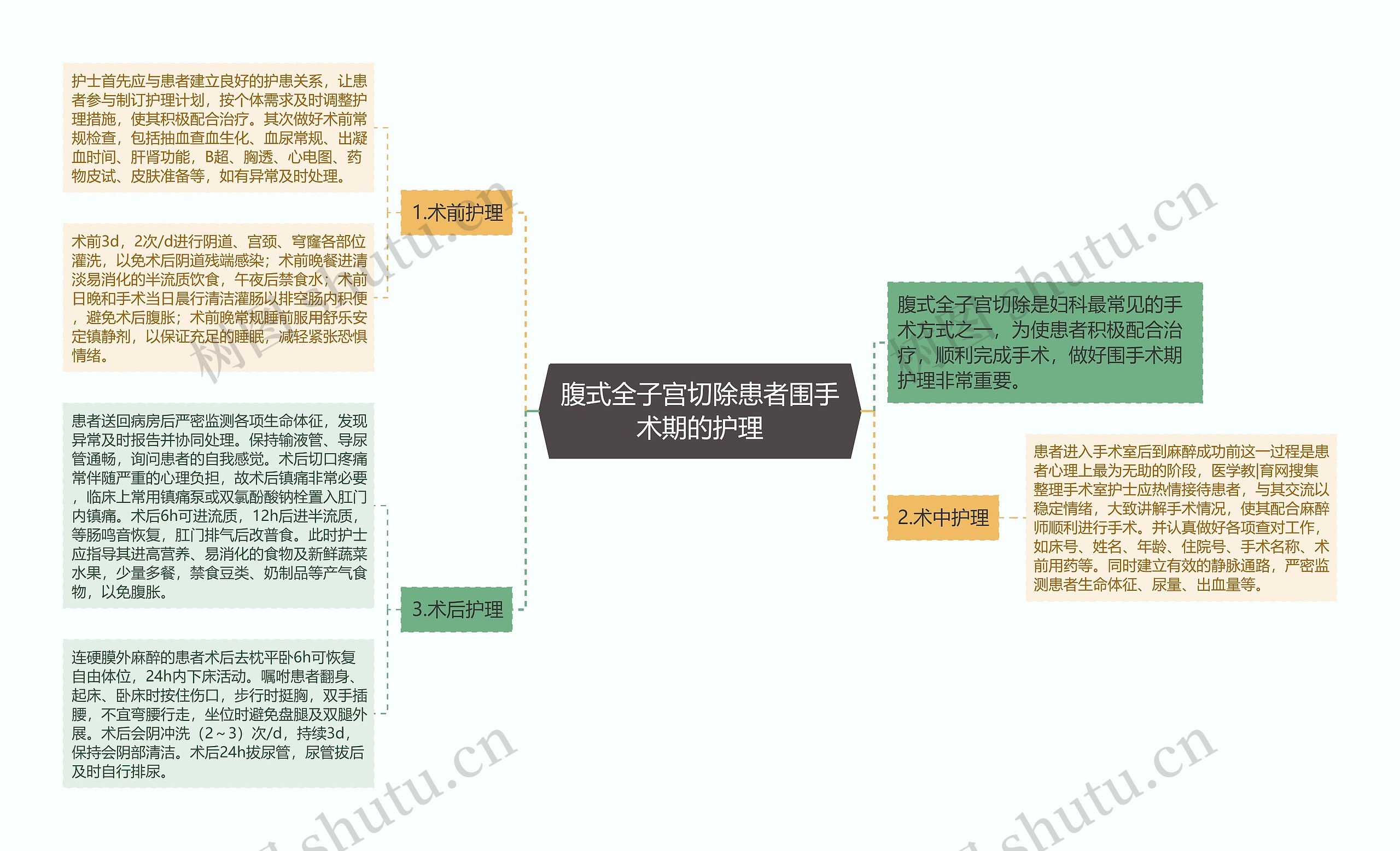 腹式全子宫切除患者围手术期的护理思维导图