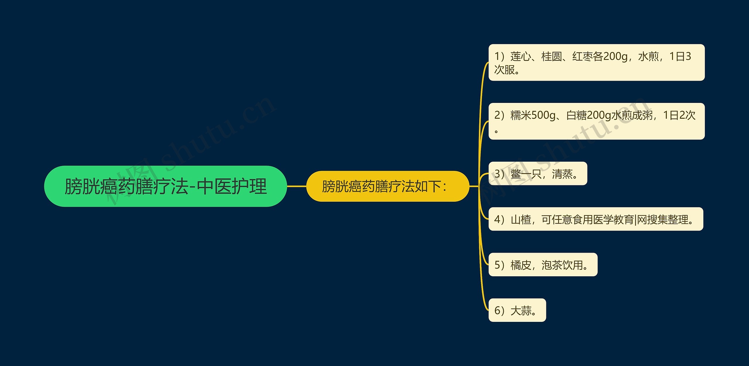 膀胱癌药膳疗法-中医护理思维导图