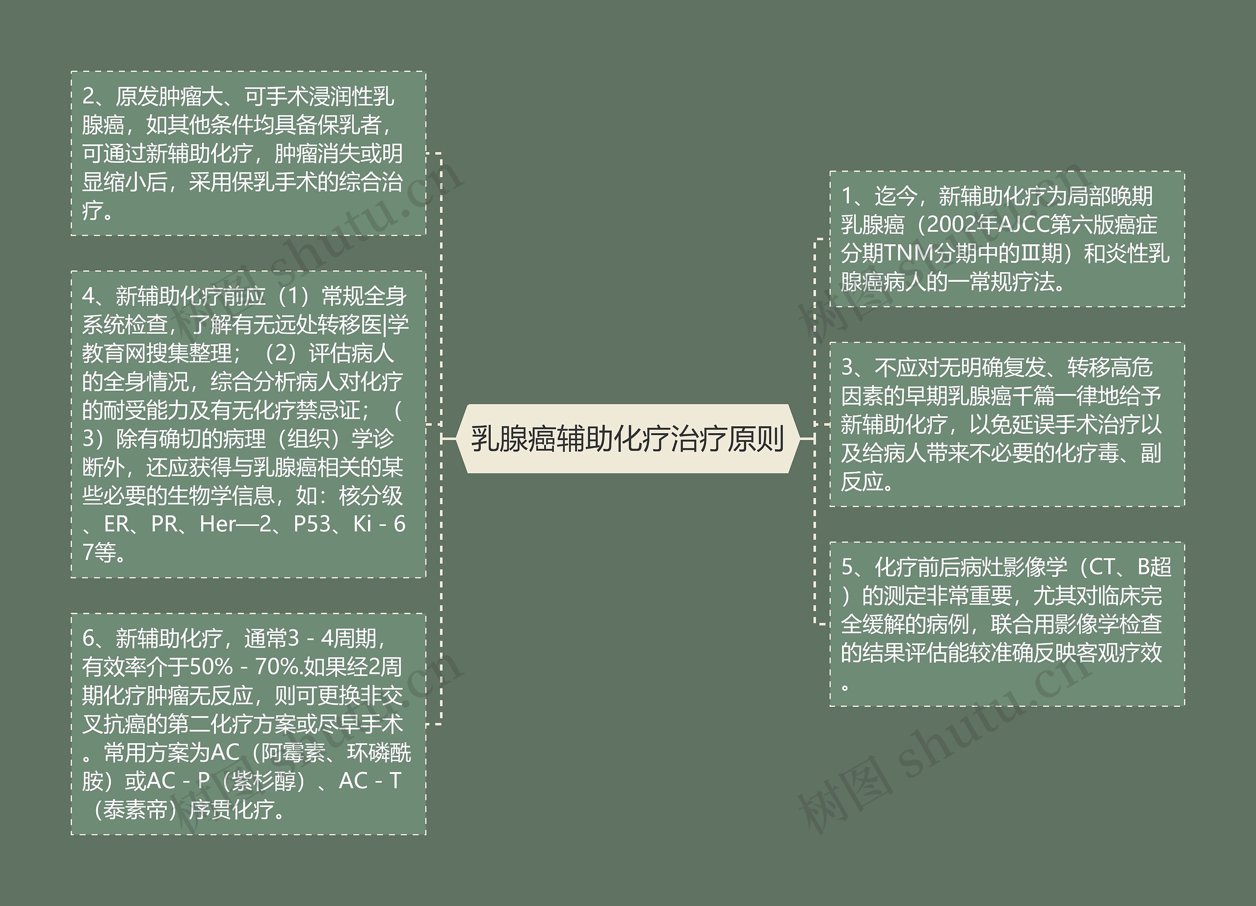 乳腺癌辅助化疗治疗原则思维导图