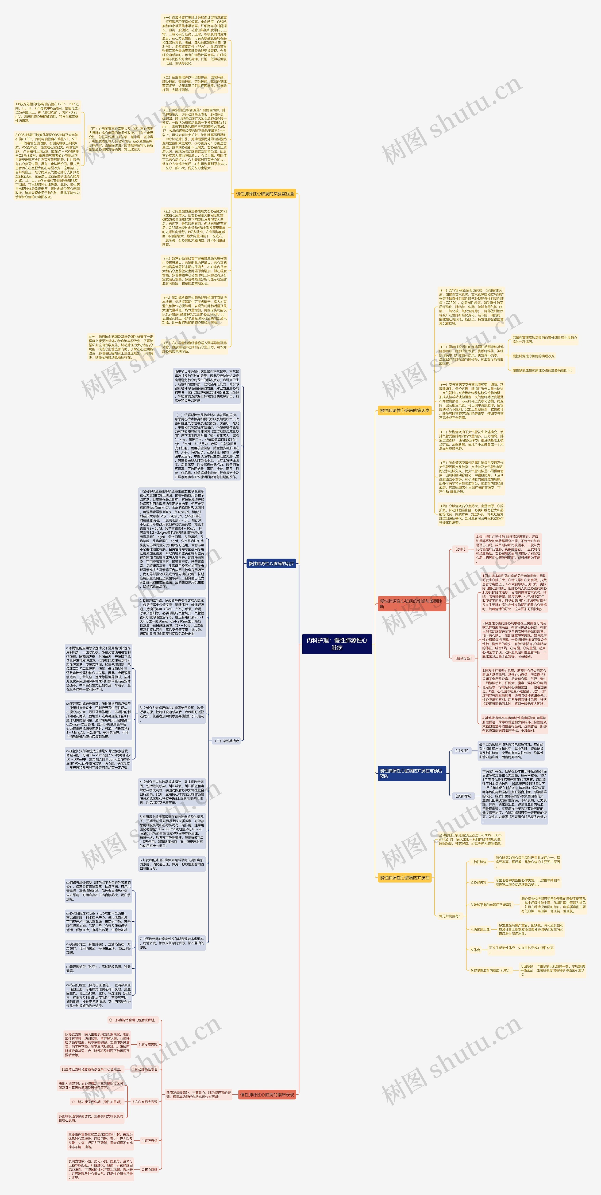 内科护理：慢性肺源性心脏病思维导图