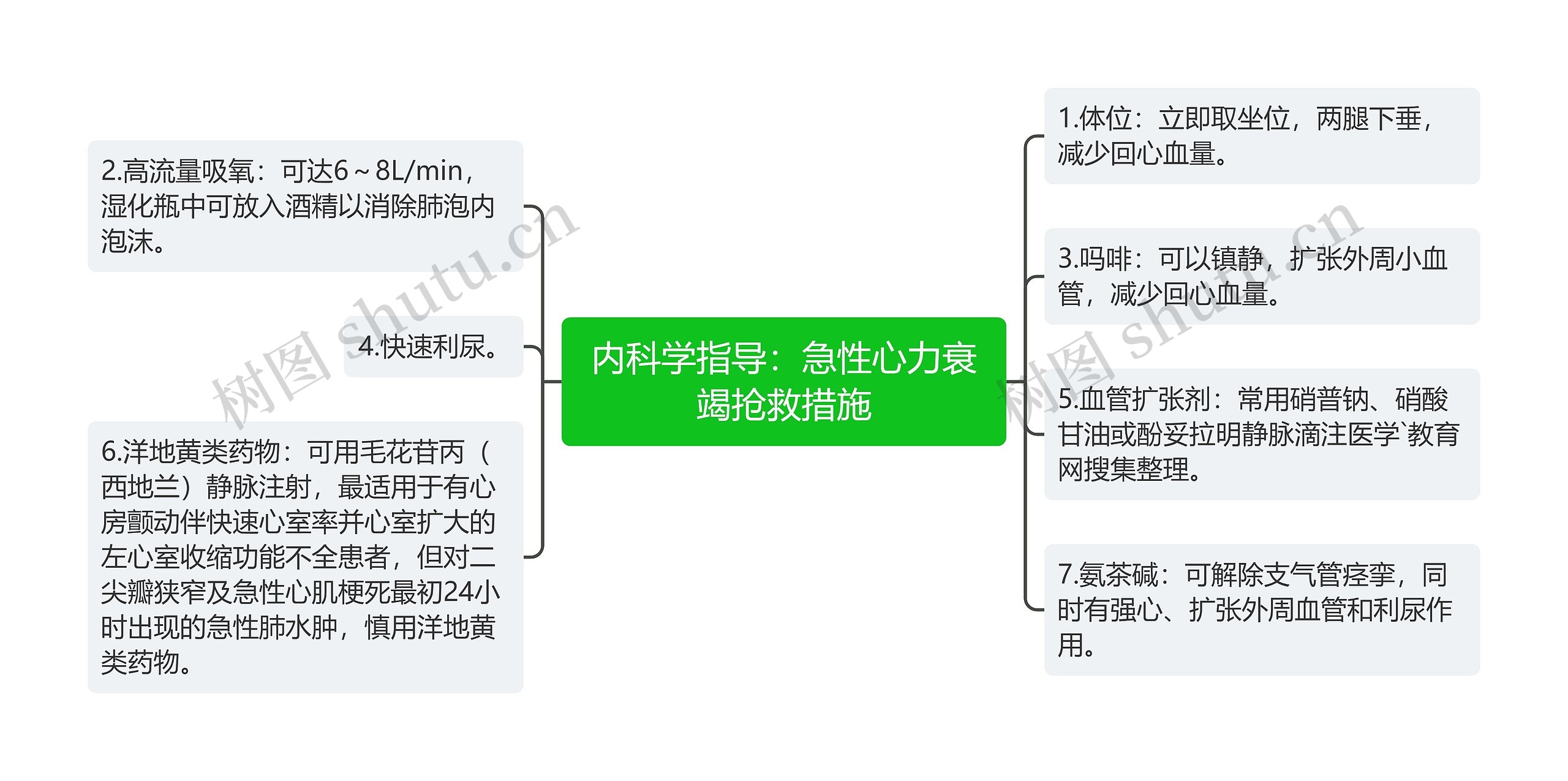 内科学指导：急性心力衰竭抢救措施思维导图