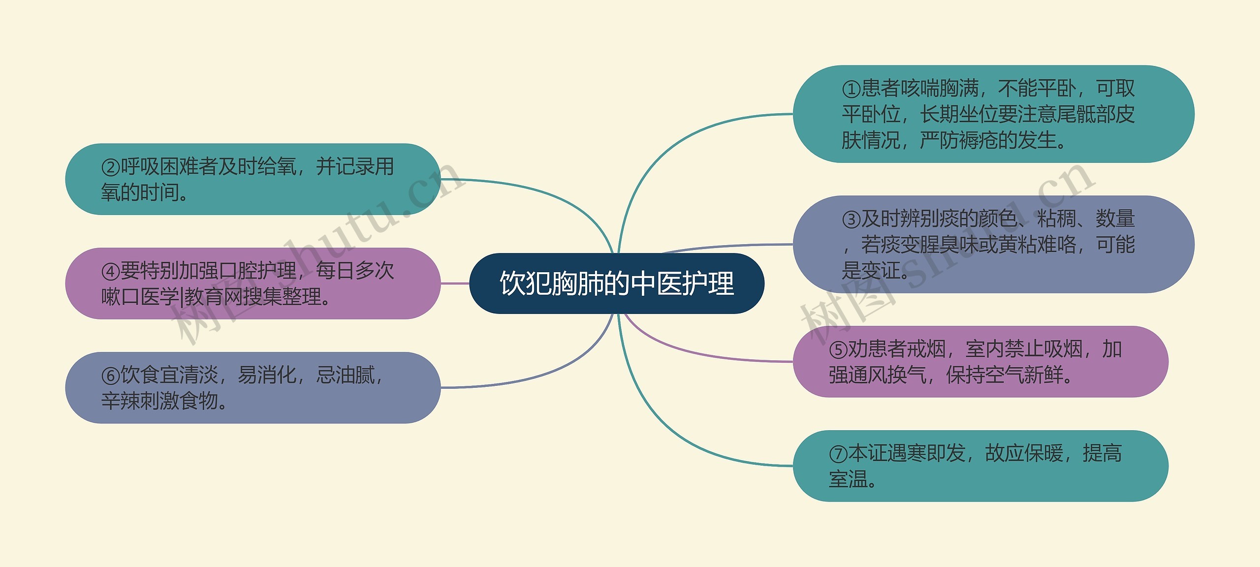 饮犯胸肺的中医护理思维导图