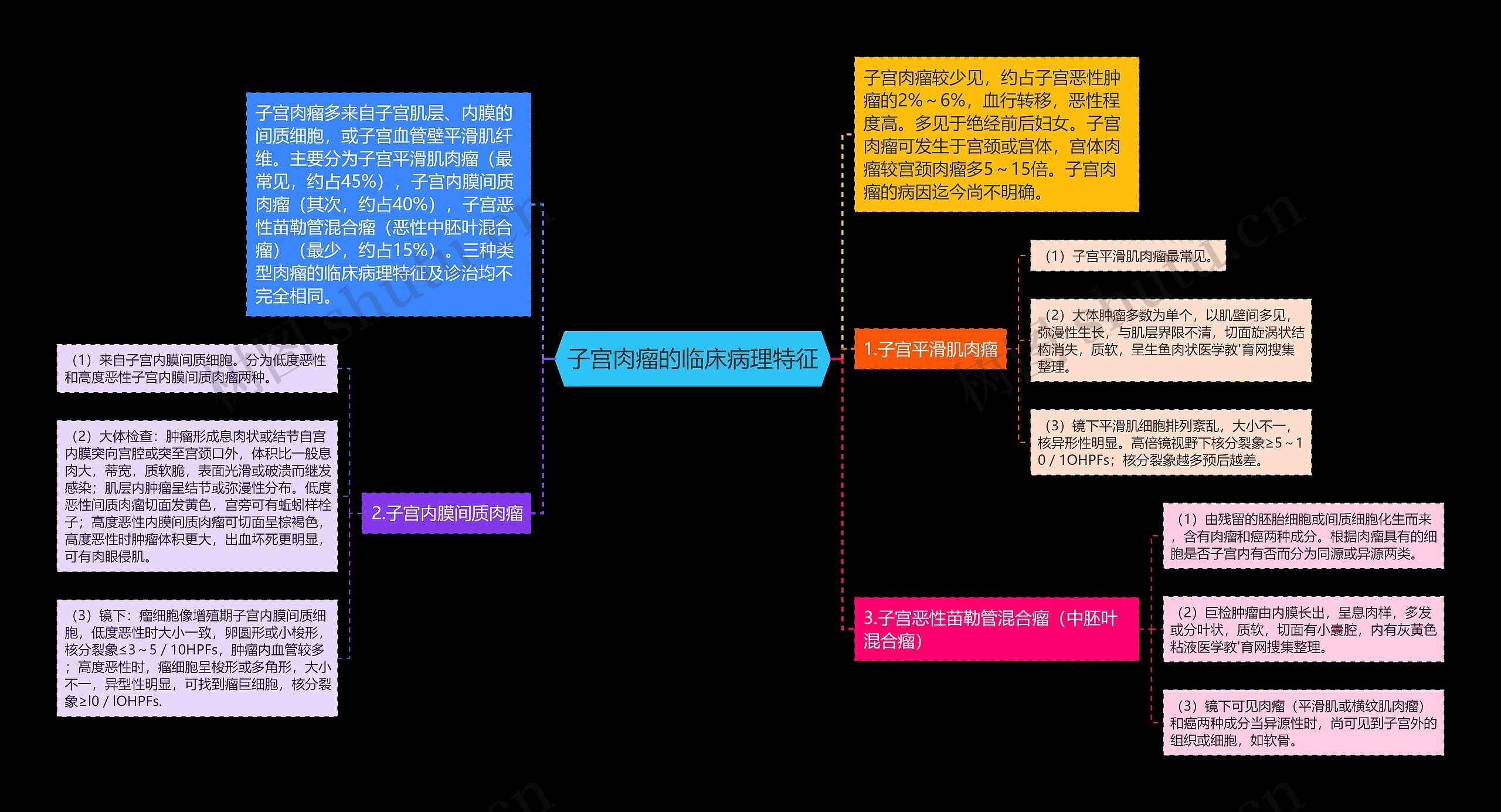 子宫肉瘤的临床病理特征思维导图