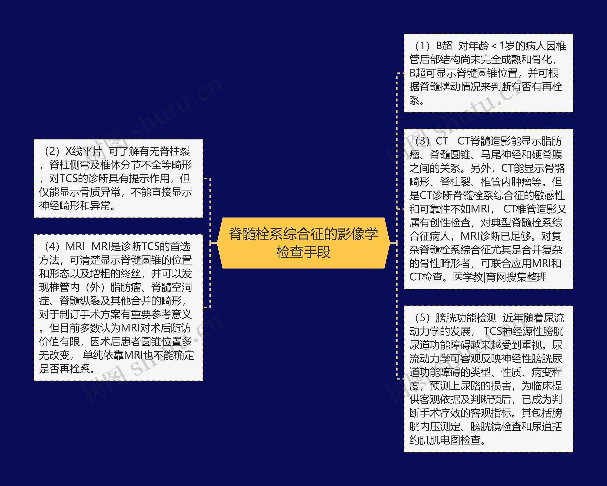 脊髓栓系综合征的影像学检查手段思维导图