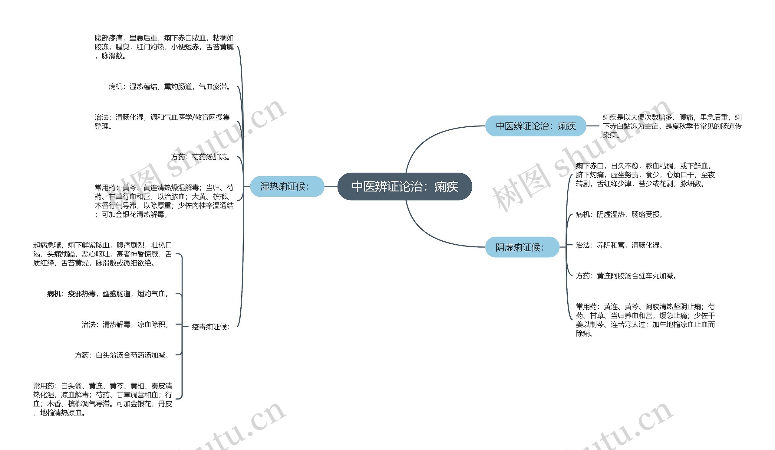 中医辨证论治：痢疾思维导图