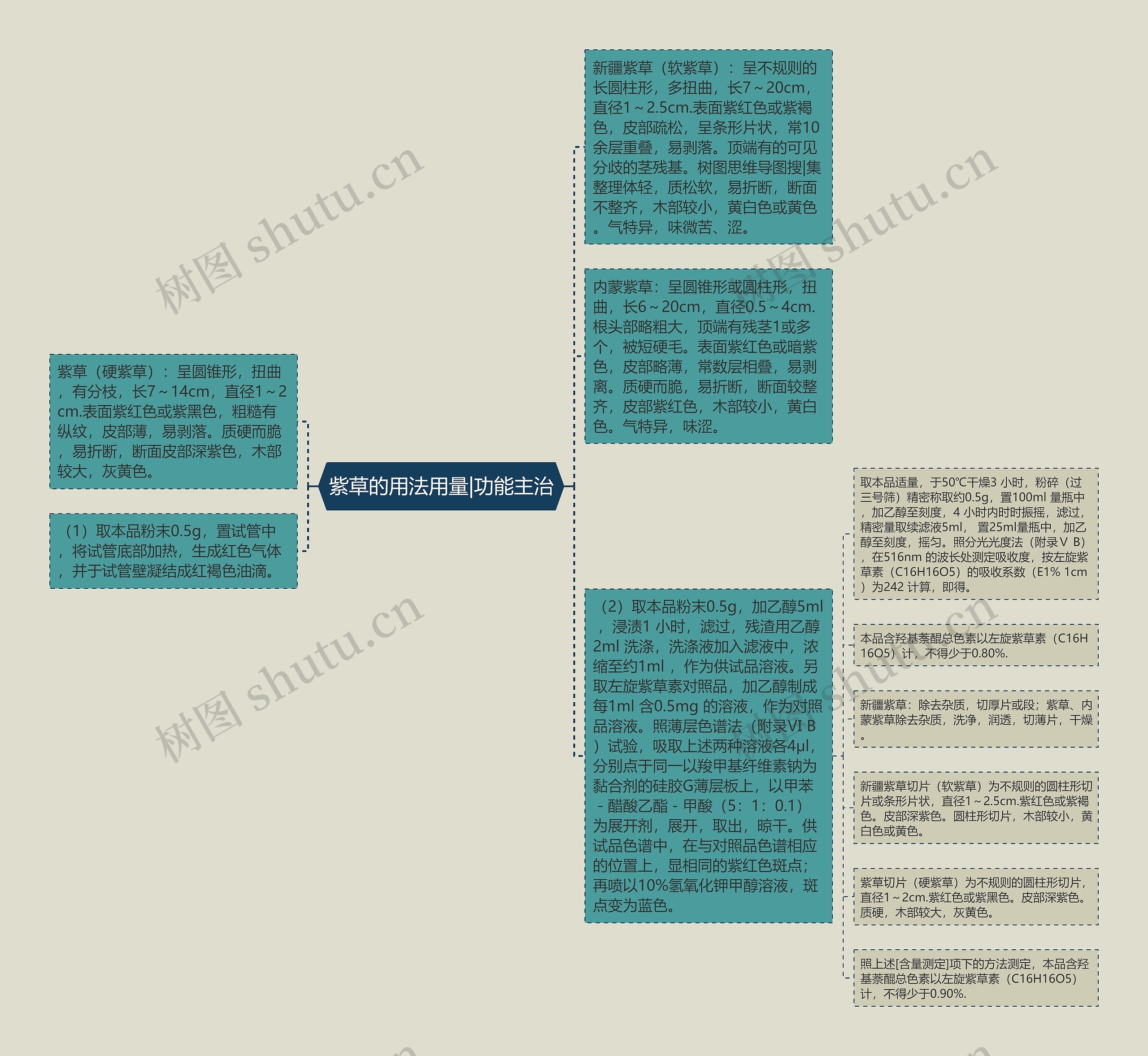 紫草的用法用量|功能主治思维导图