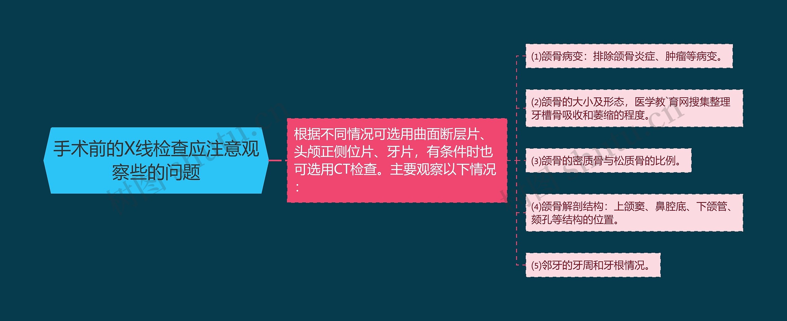 手术前的X线检查应注意观察些的问题思维导图