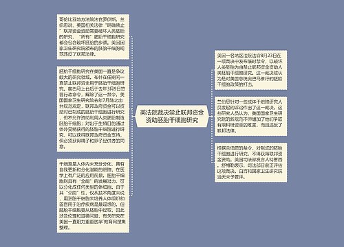 美法院裁决禁止联邦资金资助胚胎干细胞研究