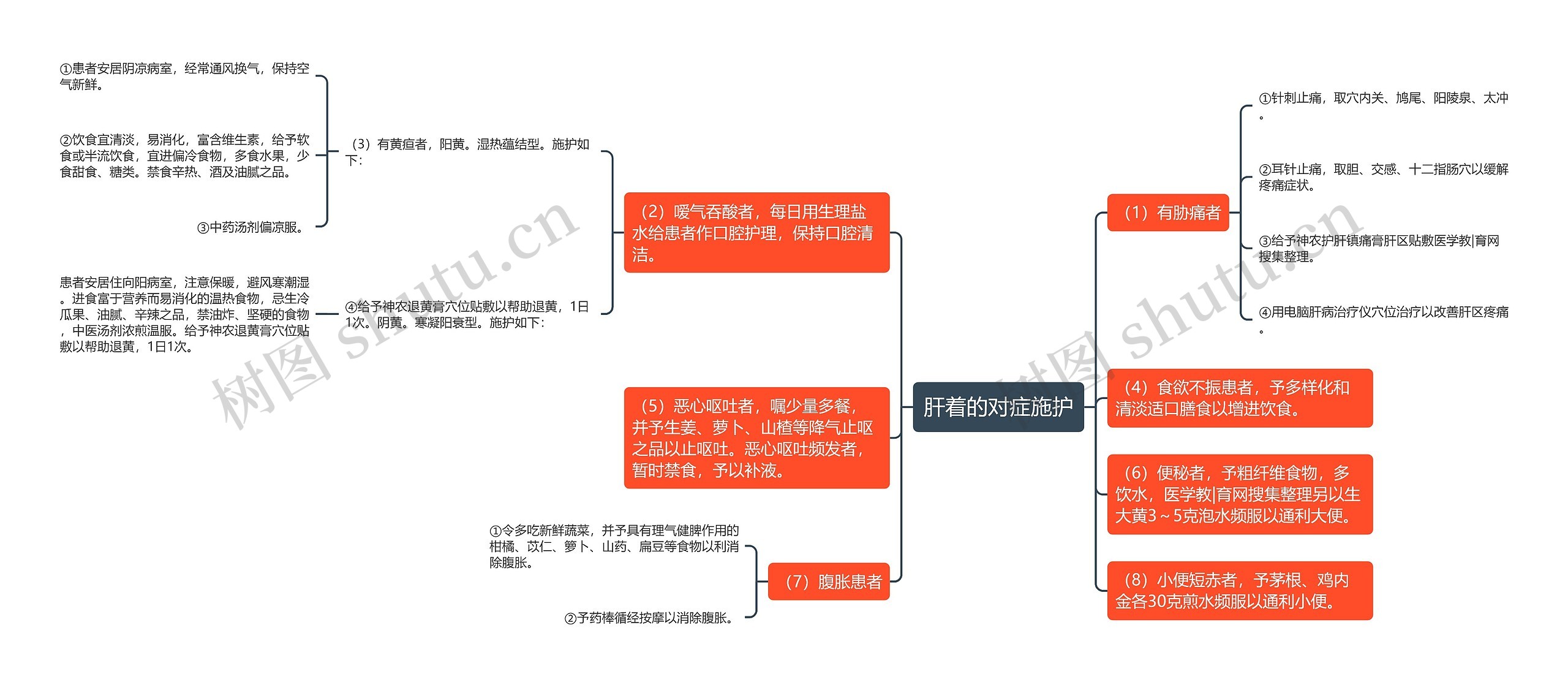 肝着的对症施护思维导图