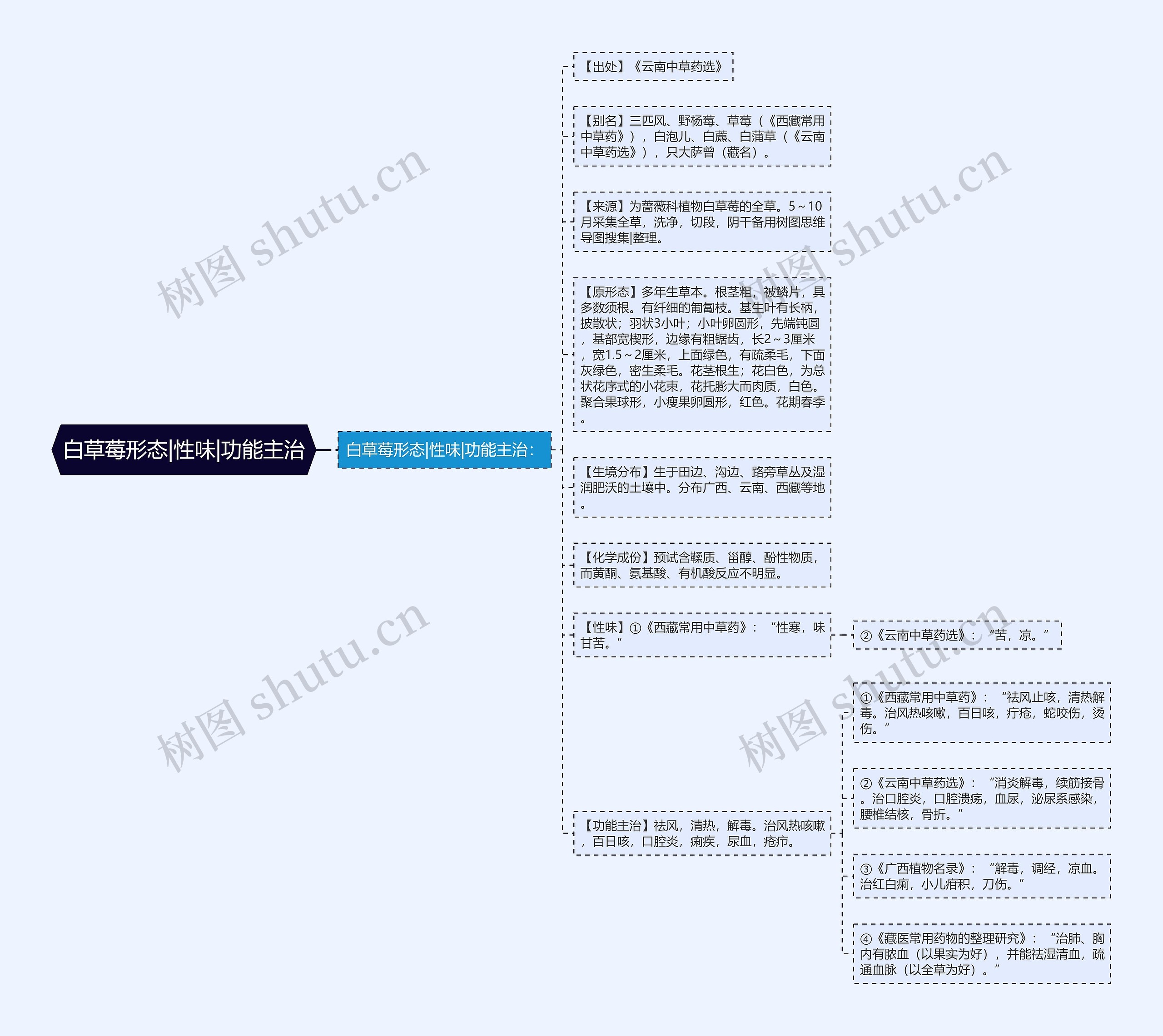 白草莓形态|性味|功能主治思维导图
