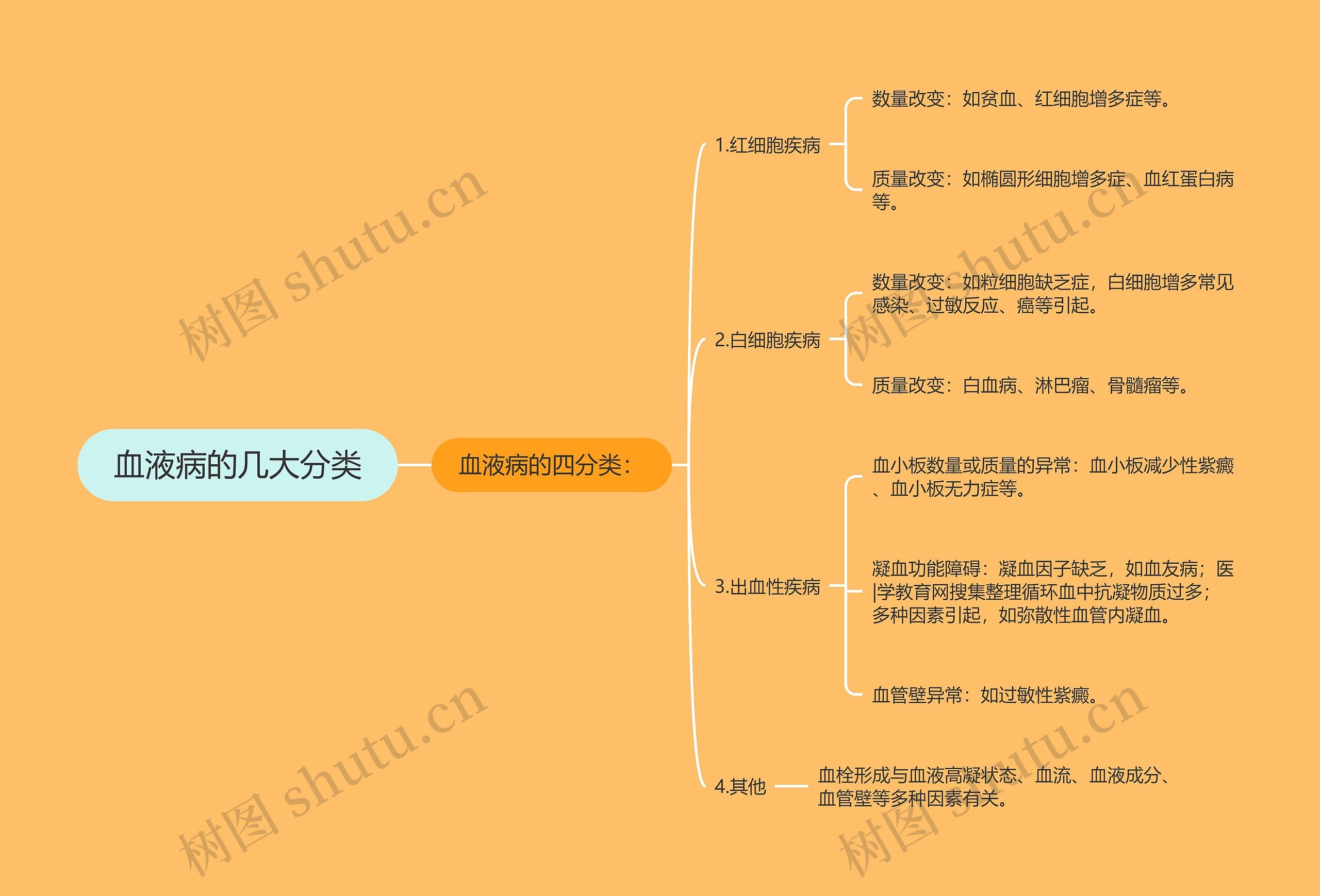 血液病的几大分类思维导图