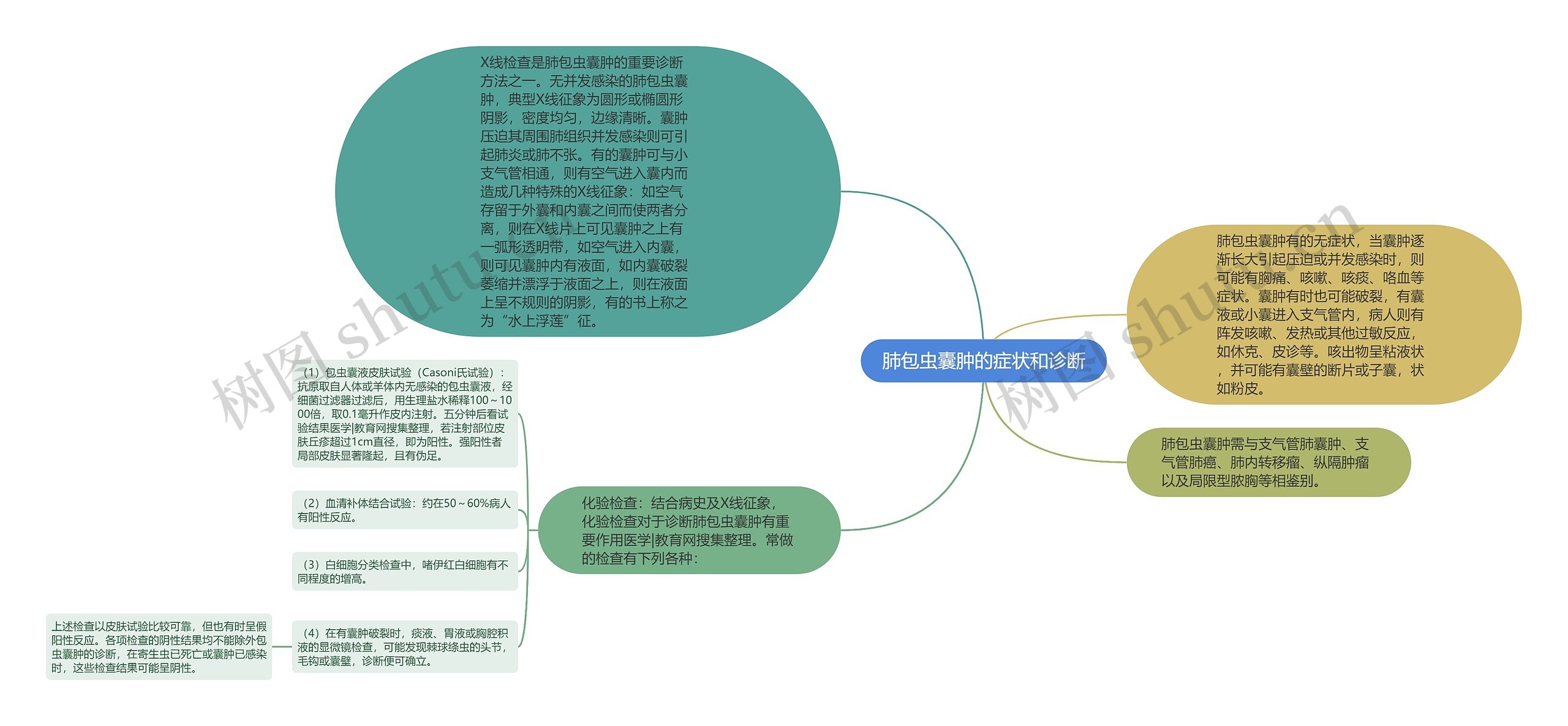 肺包虫囊肿的症状和诊断思维导图