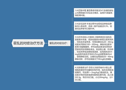 霍乱的对症治疗方法