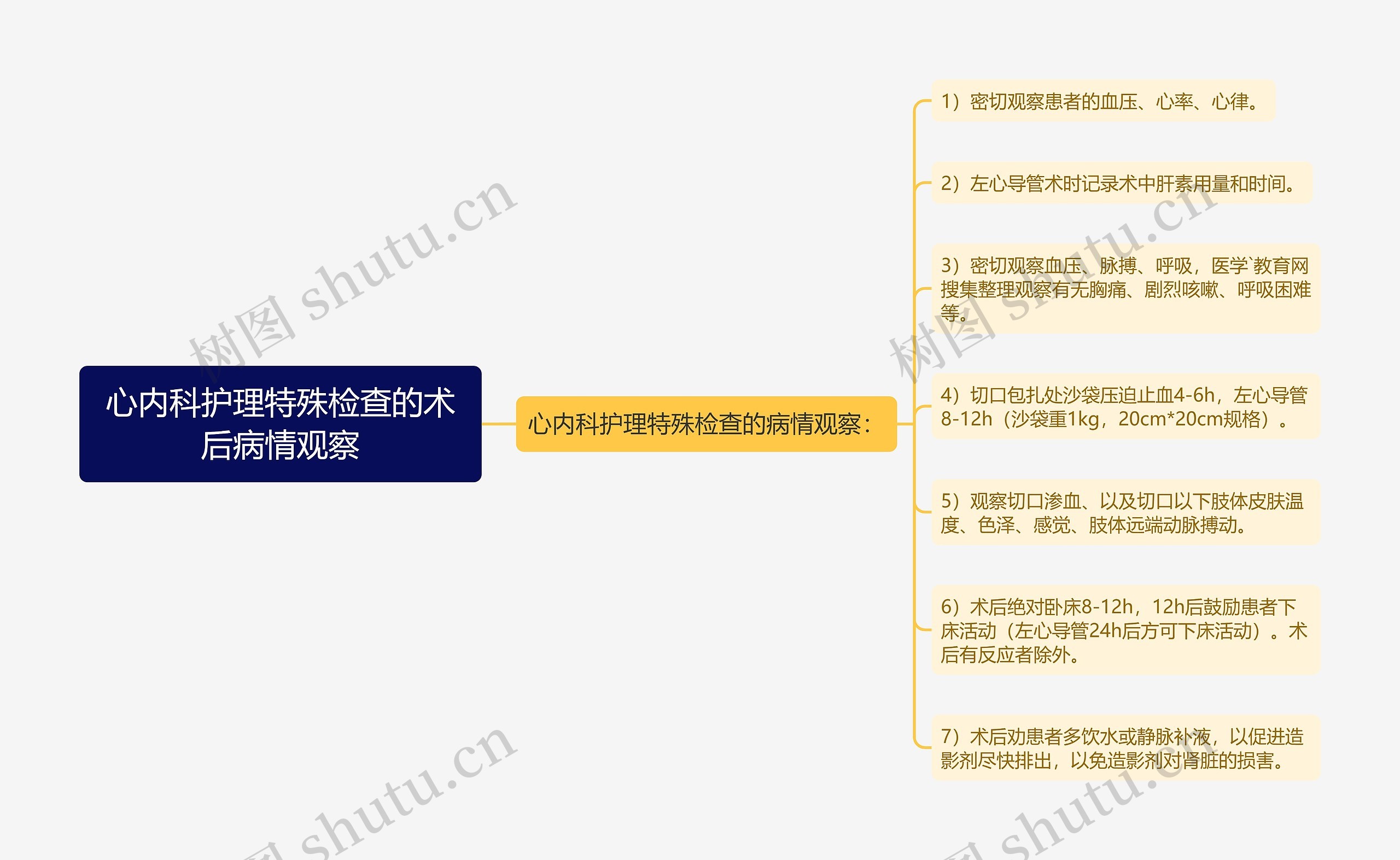 心内科护理特殊检查的术后病情观察思维导图