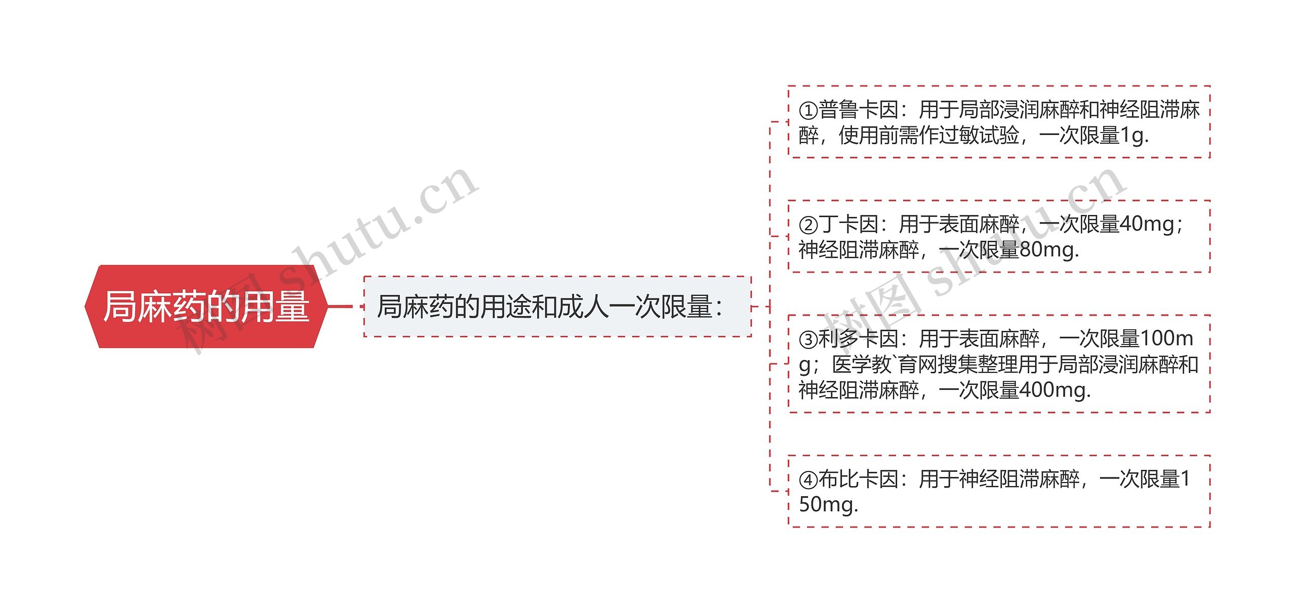 局麻药的用量思维导图