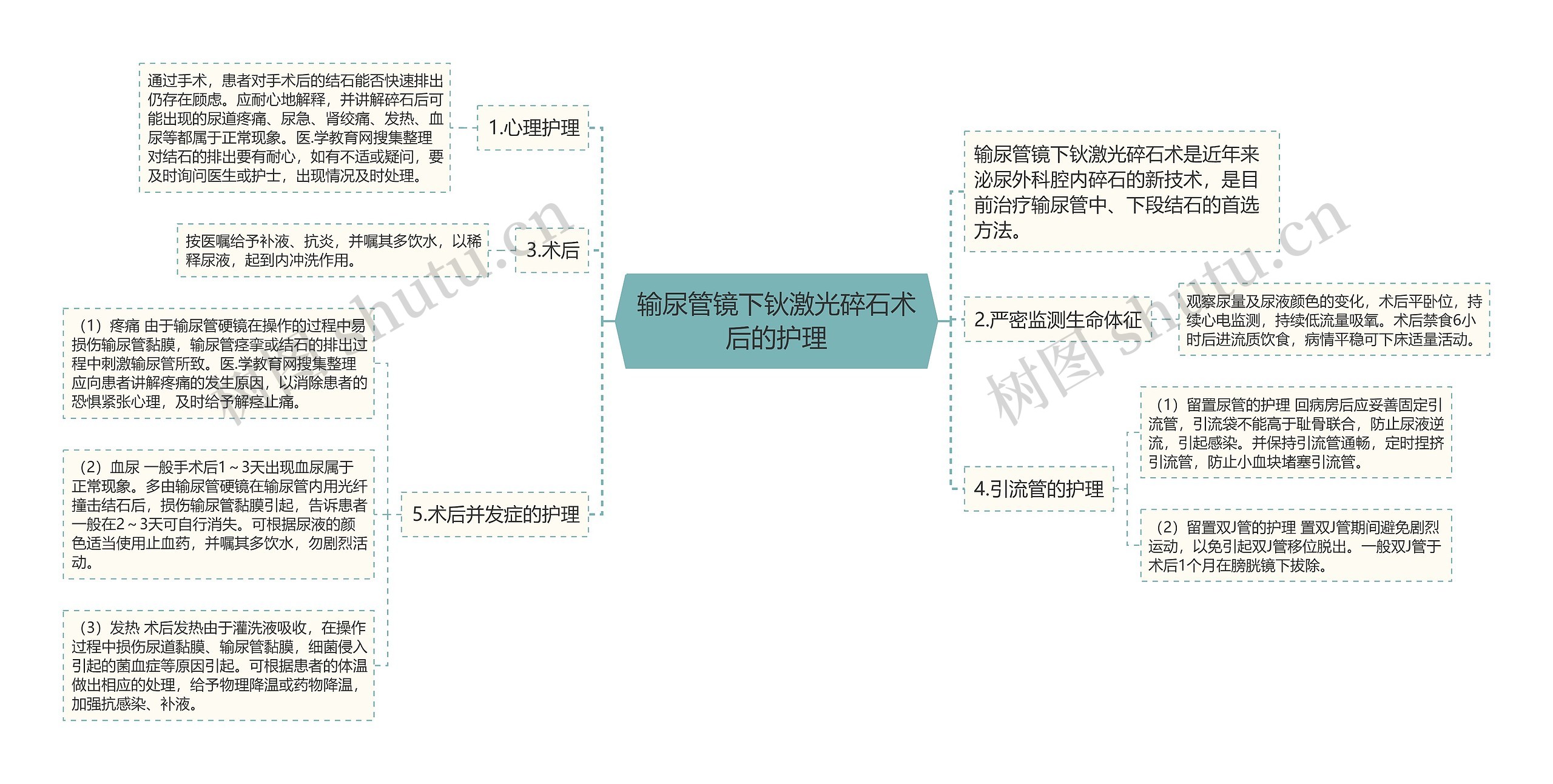 输尿管镜下钬激光碎石术后的护理思维导图