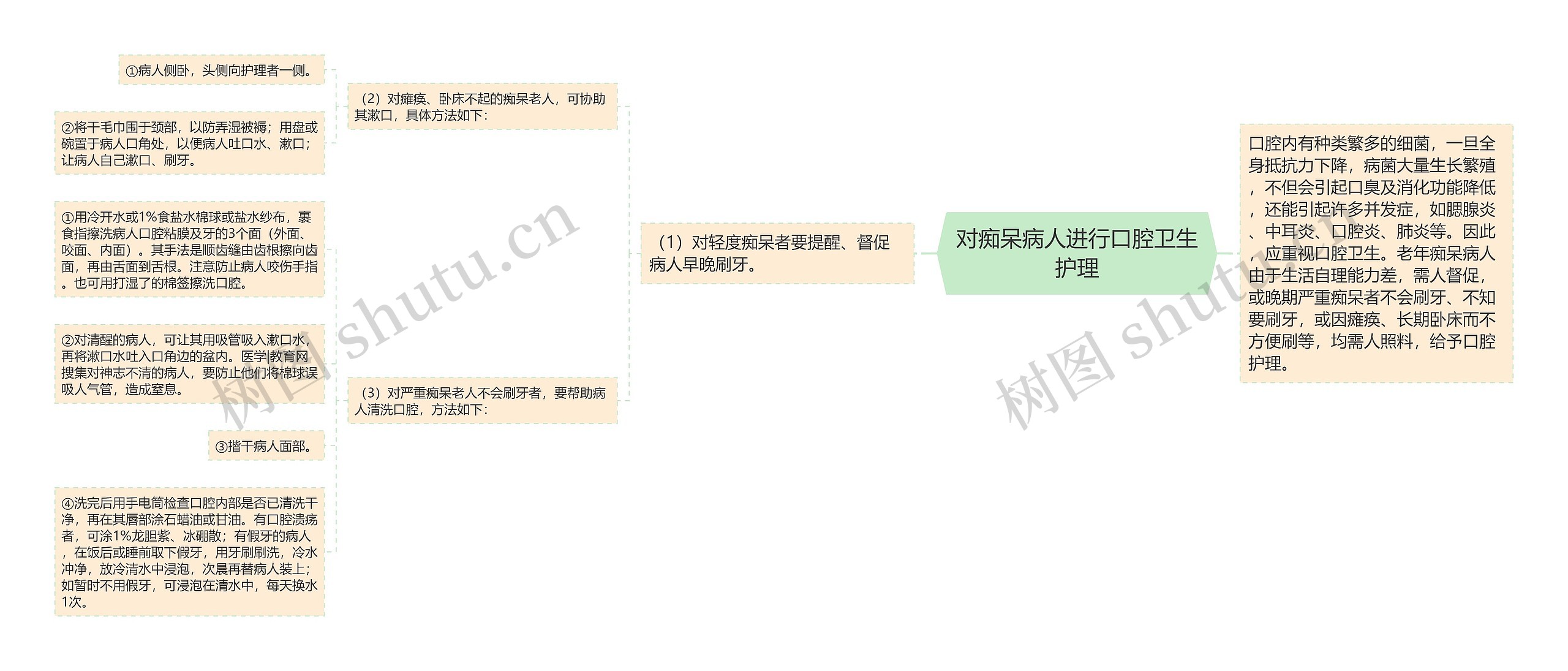 对痴呆病人进行口腔卫生护理思维导图