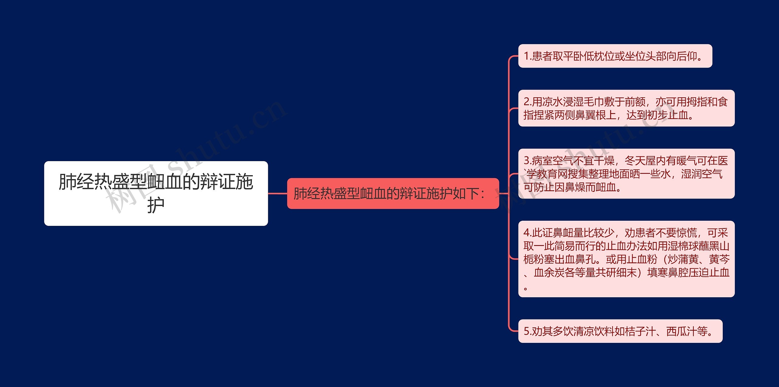 肺经热盛型衄血的辩证施护思维导图