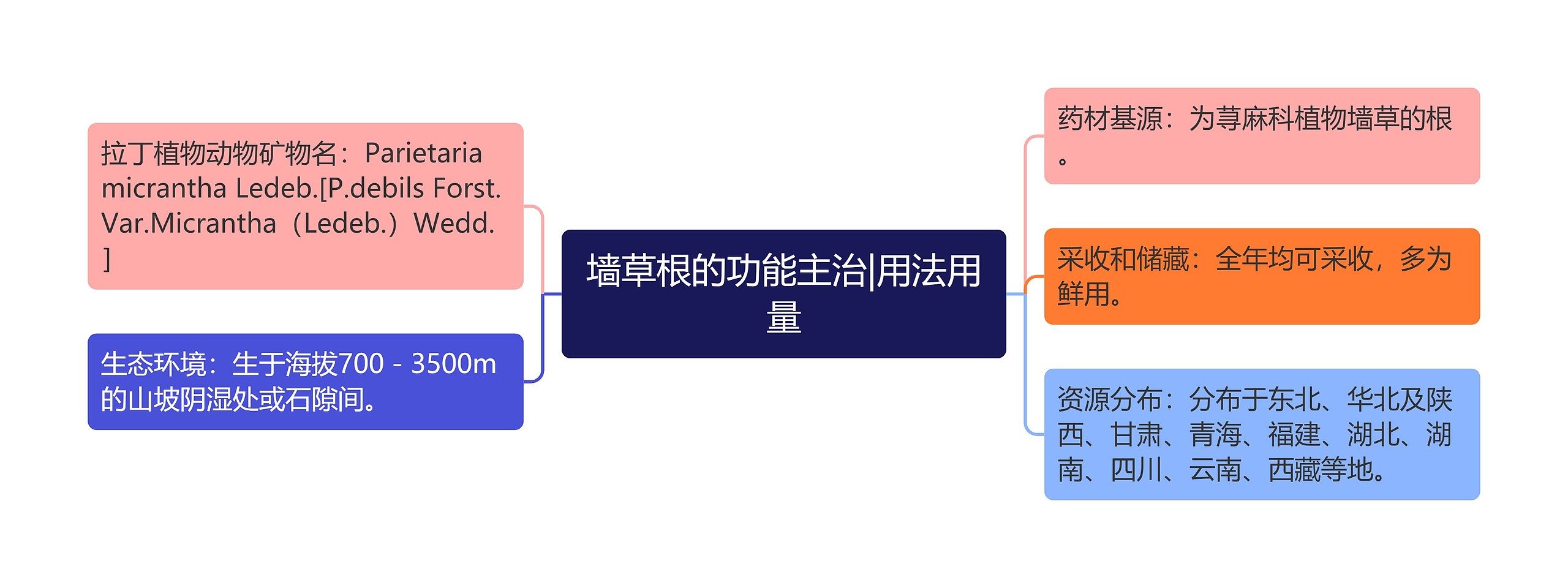 墙草根的功能主治|用法用量思维导图