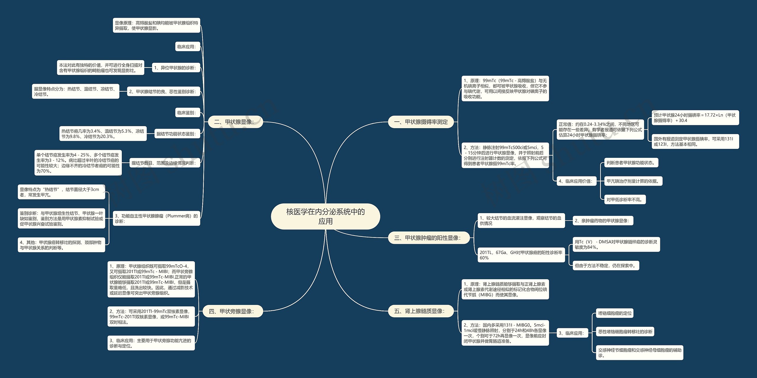 核医学在内分泌系统中的应用思维导图