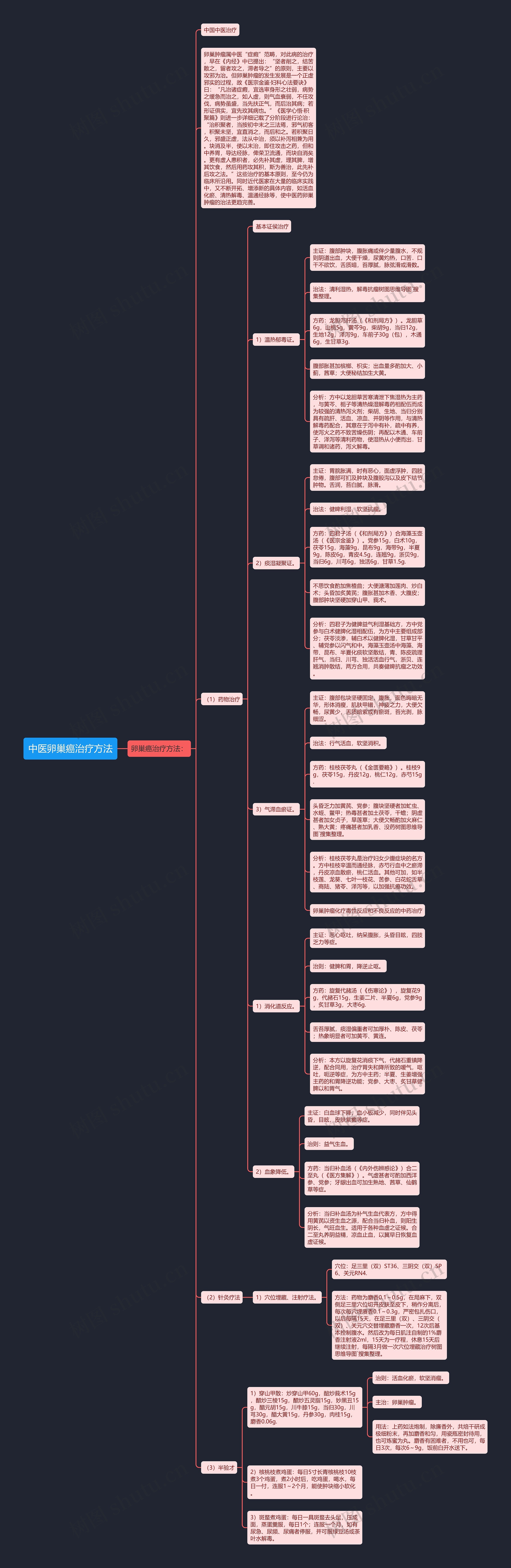 中医卵巢癌治疗方法思维导图