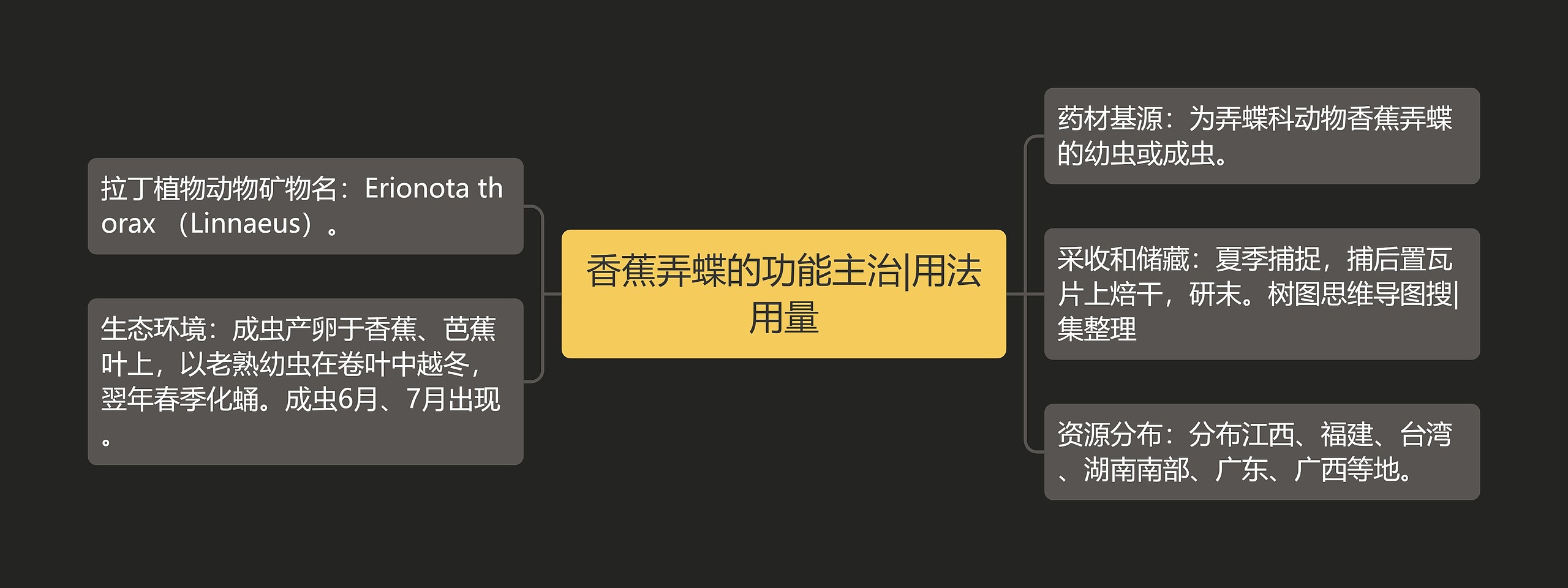 香蕉弄蝶的功能主治|用法用量思维导图