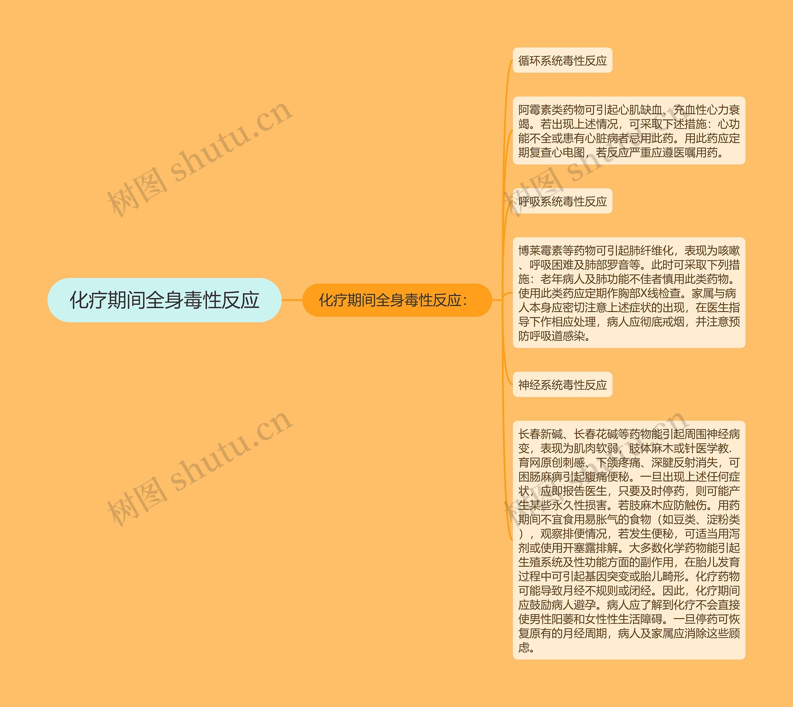 化疗期间全身毒性反应思维导图