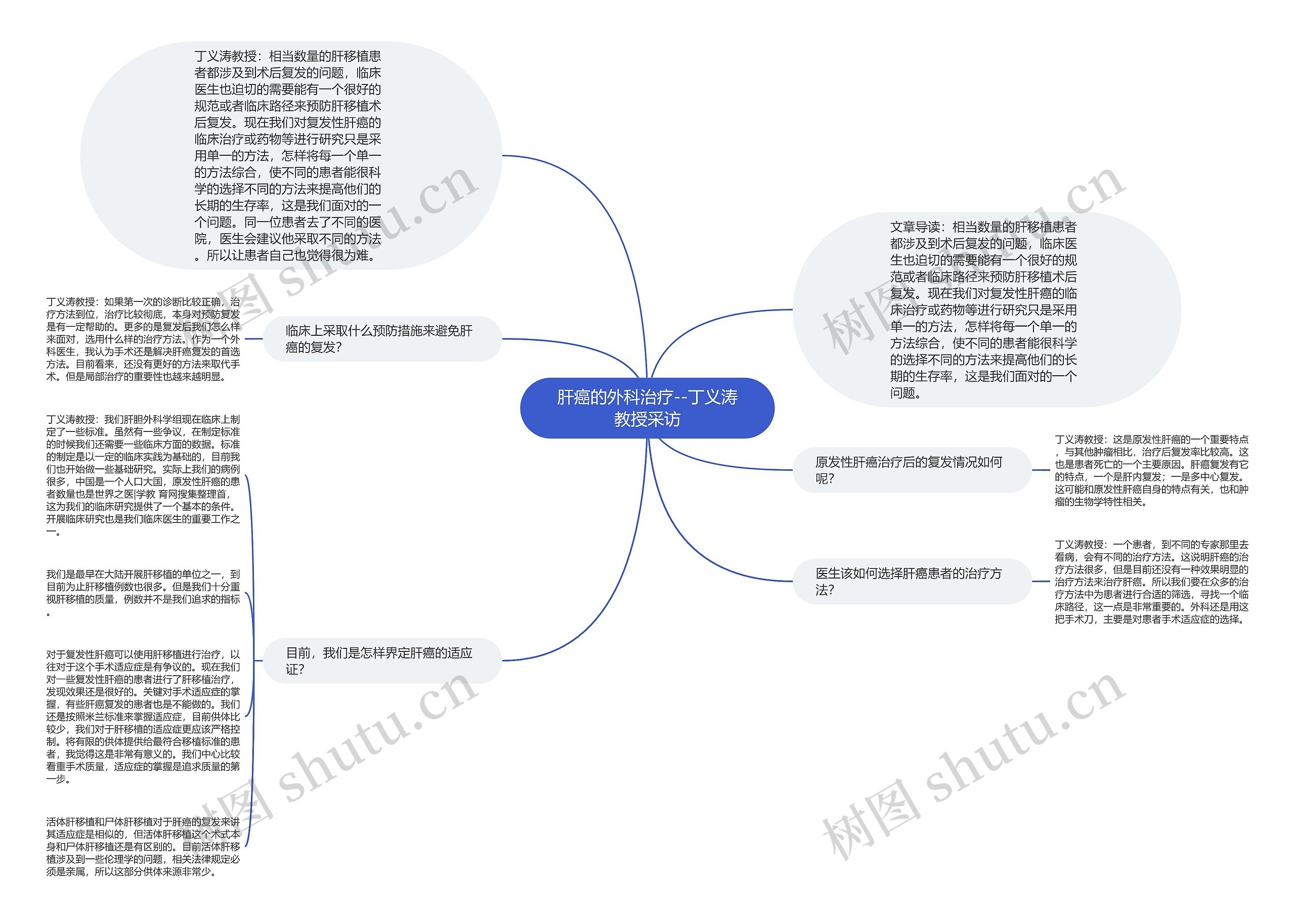 肝癌的外科治疗--丁义涛教授采访思维导图