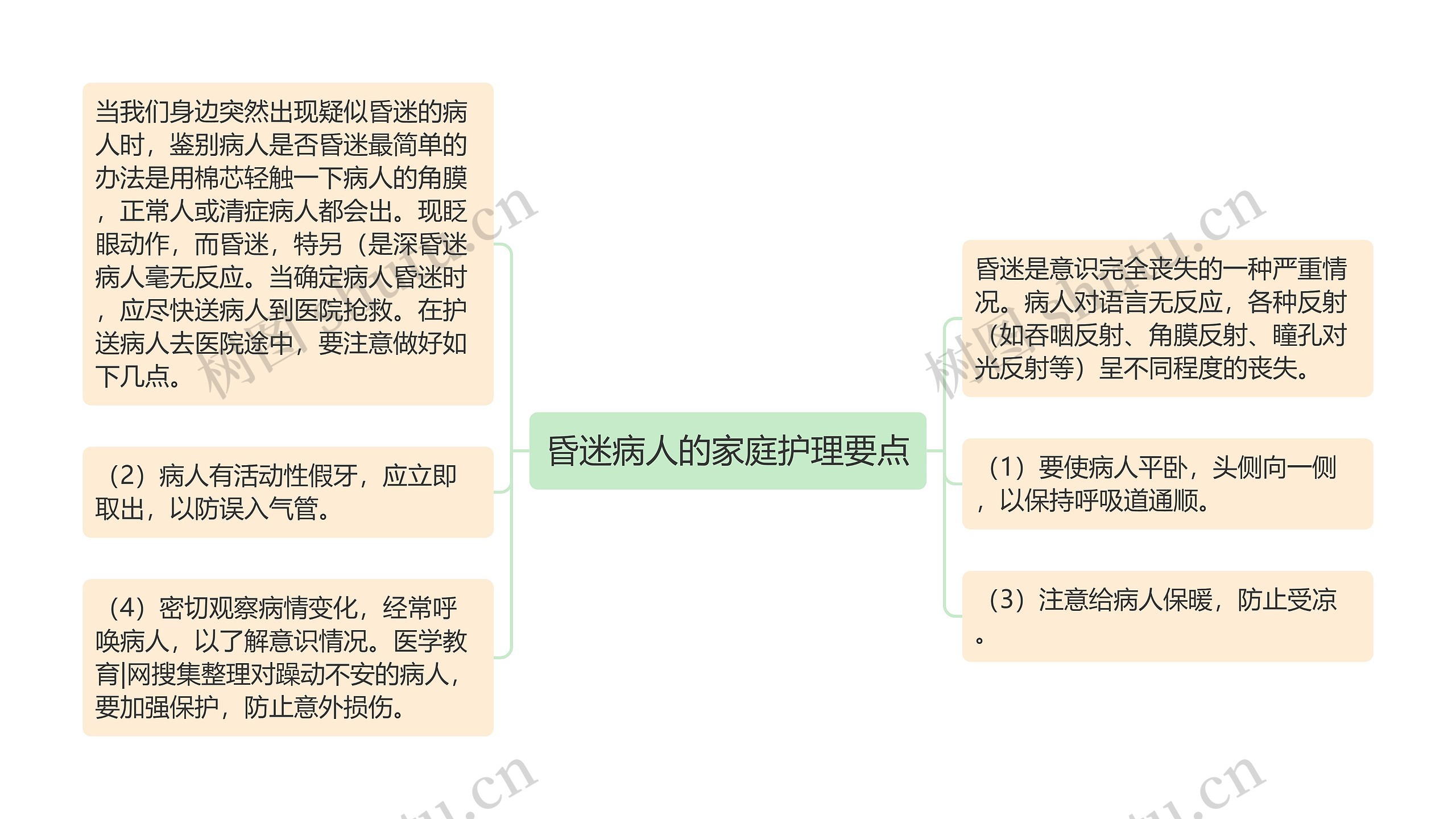 昏迷病人的家庭护理要点思维导图