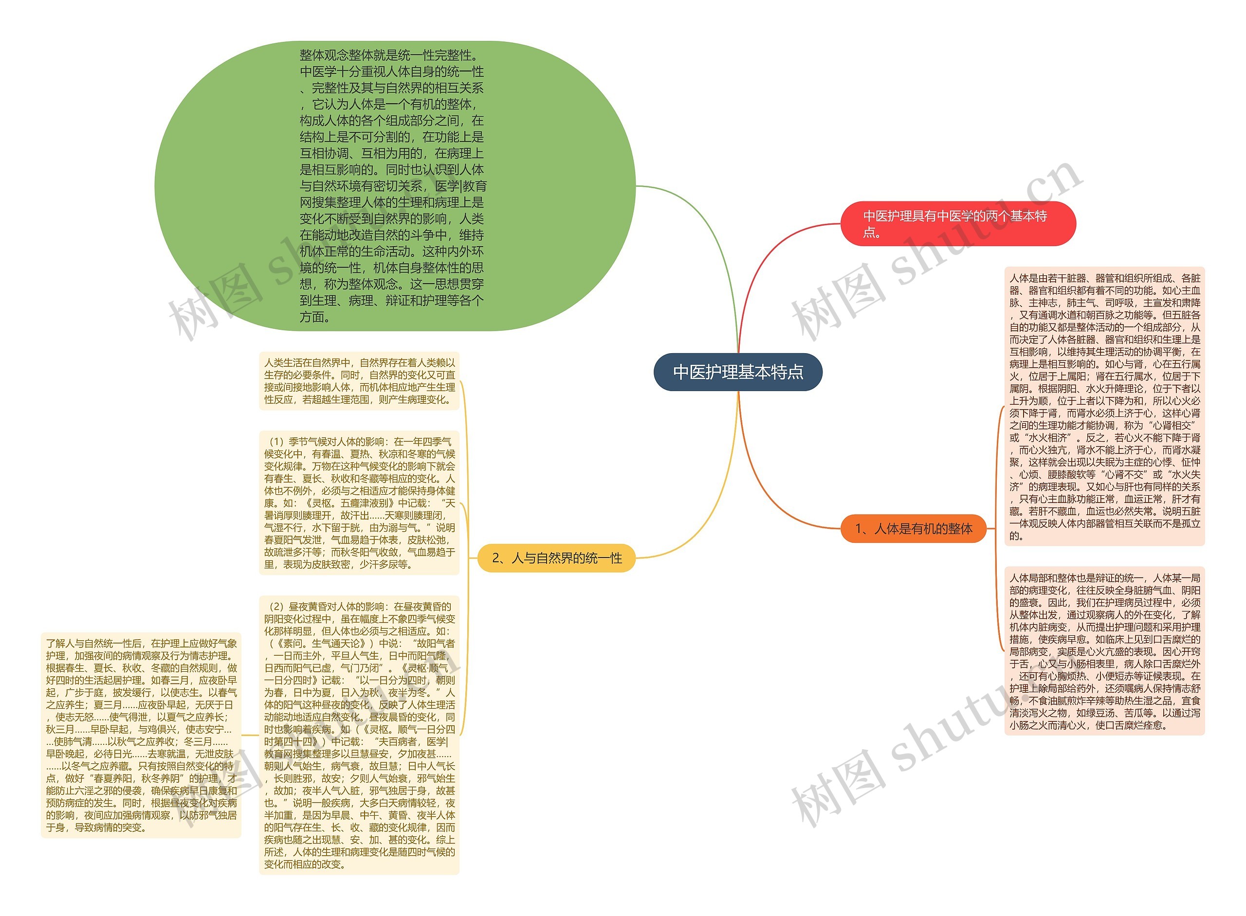 中医护理基本特点思维导图