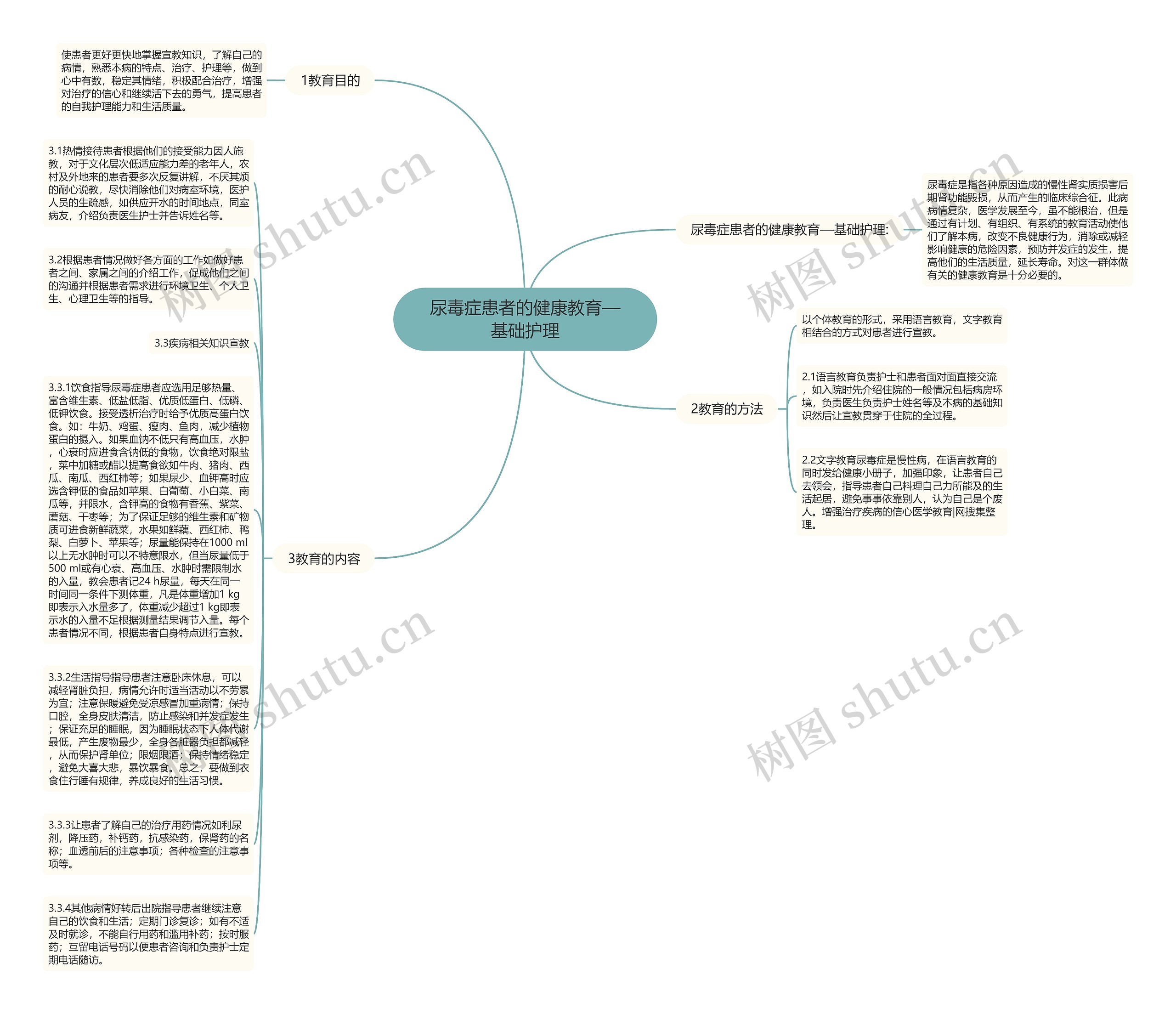 尿毒症患者的健康教育—基础护理思维导图