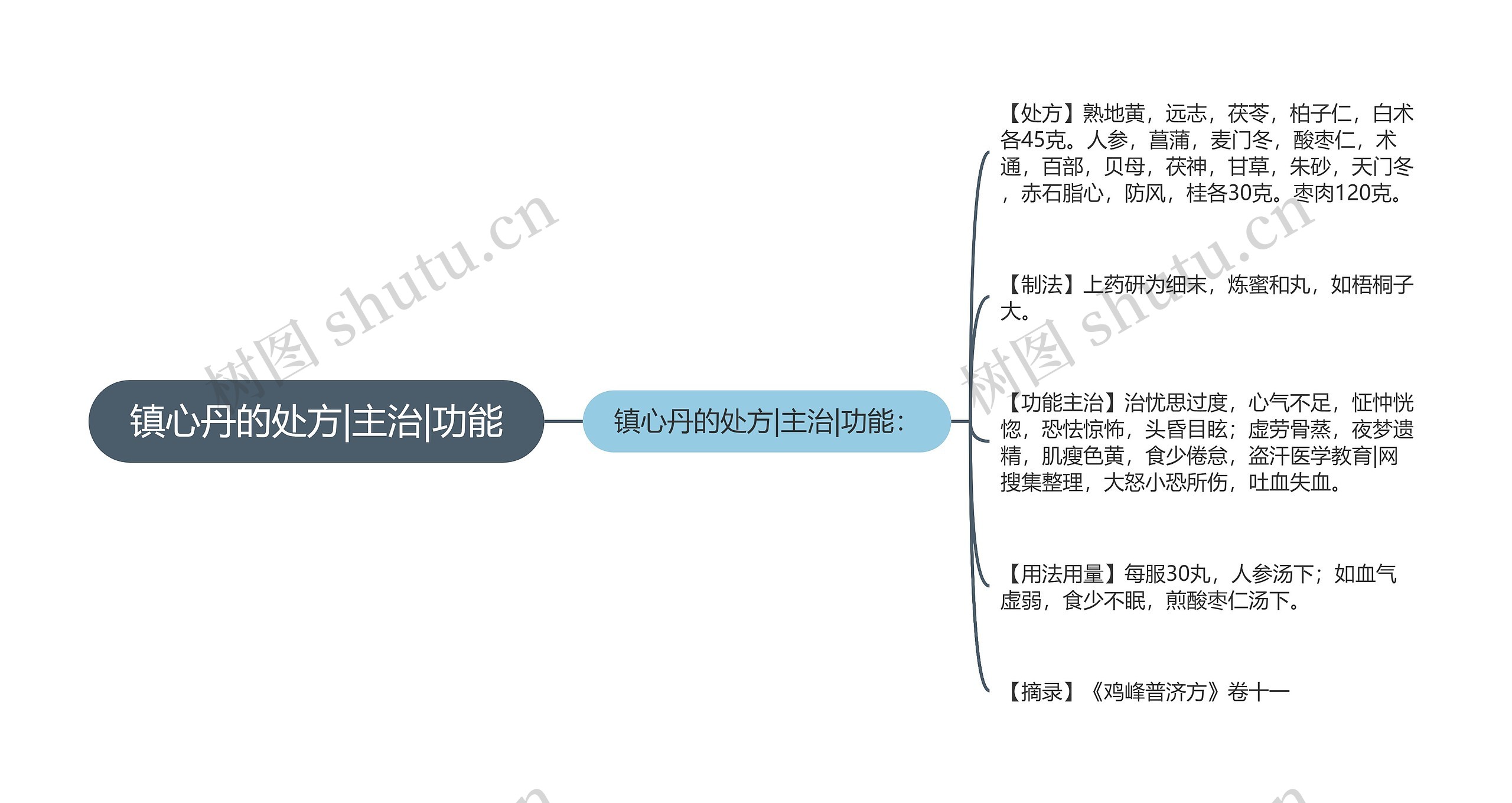 镇心丹的处方|主治|功能思维导图