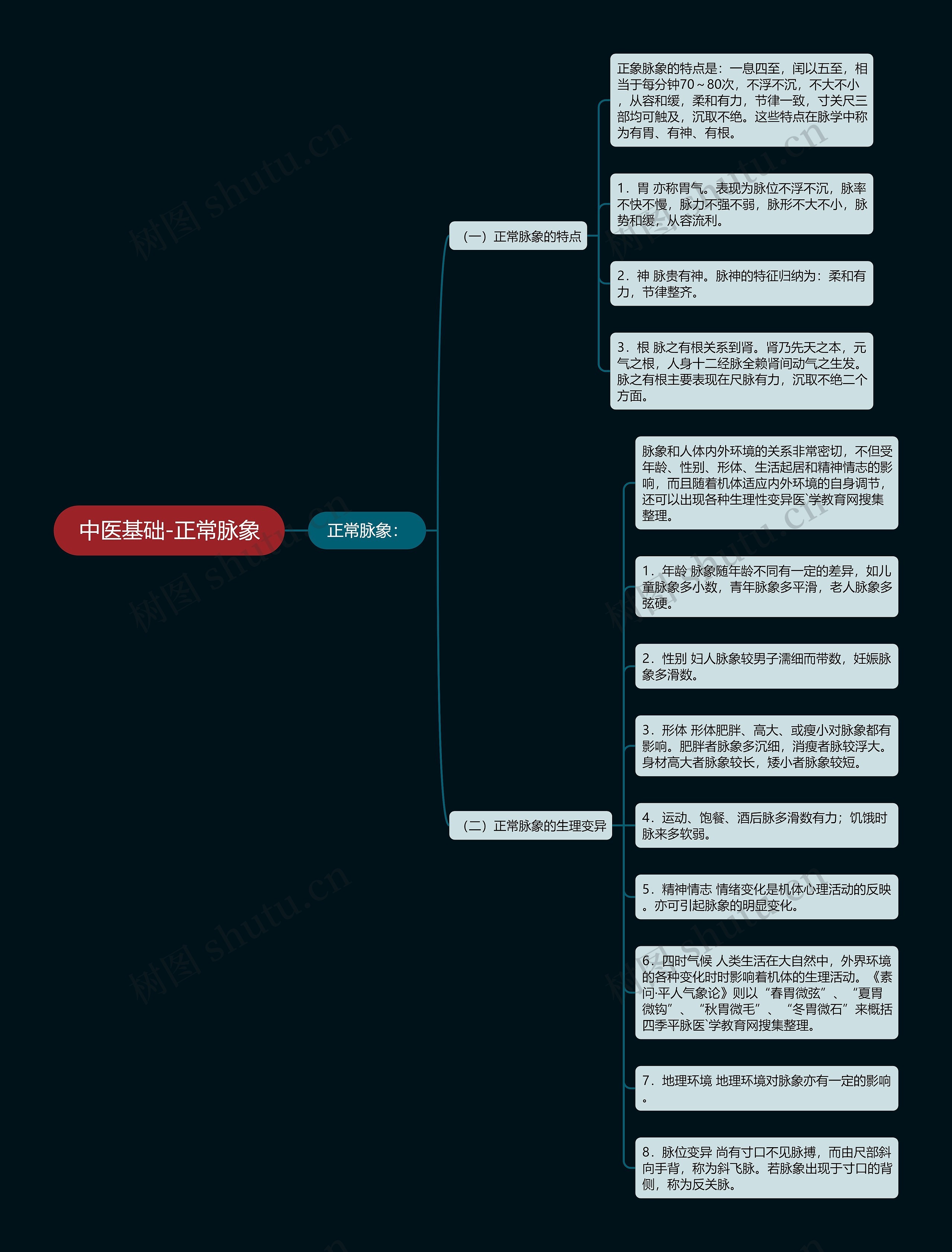 中医基础-正常脉象思维导图