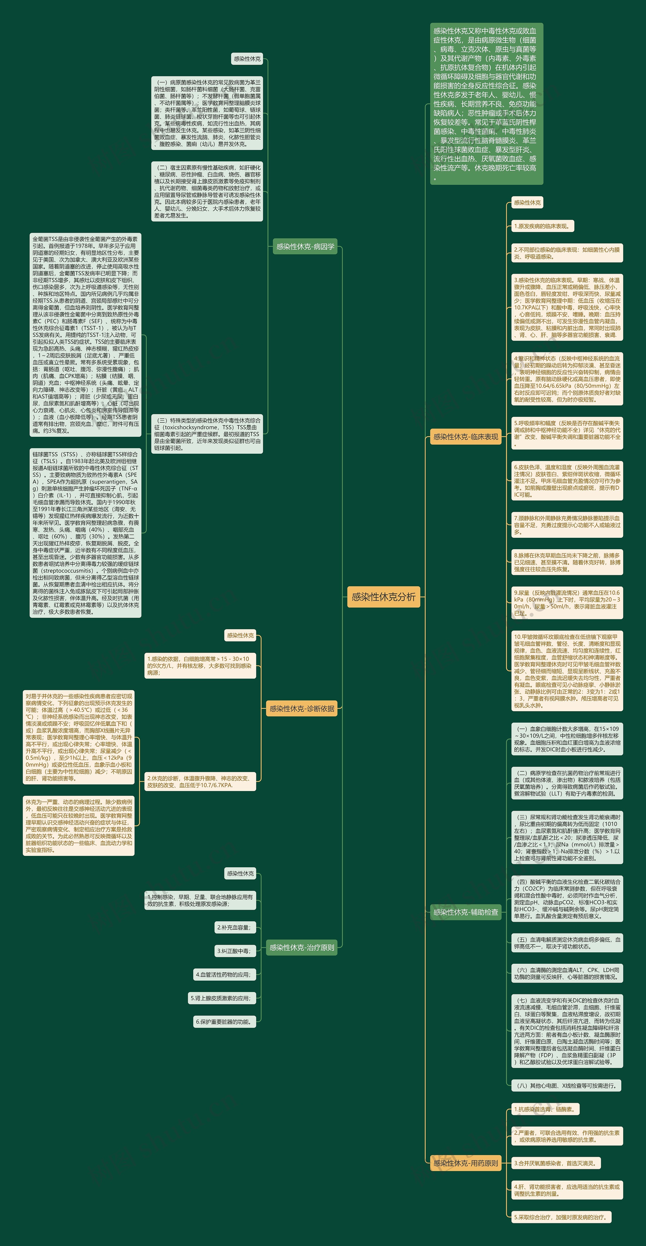 感染性休克分析思维导图