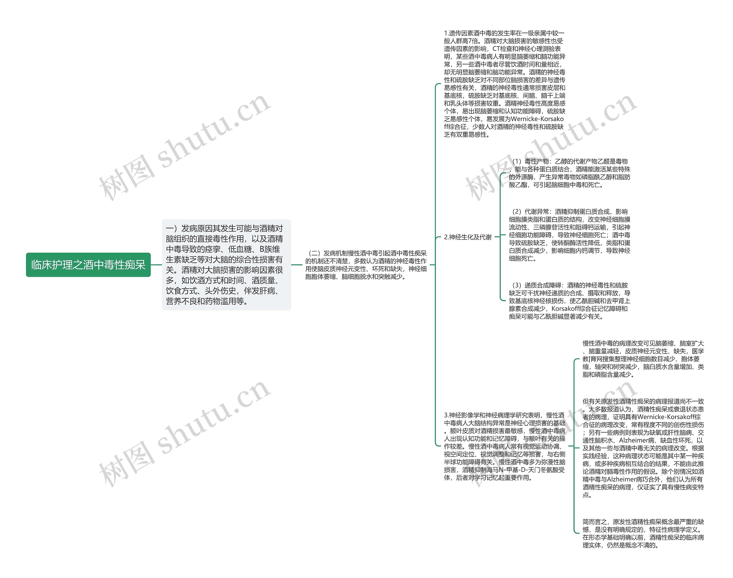 临床护理之酒中毒性痴呆思维导图